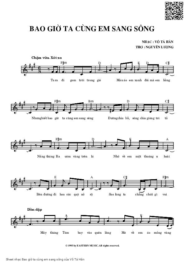 Sheet PDF of Bao giờ ta cùng em sang sông