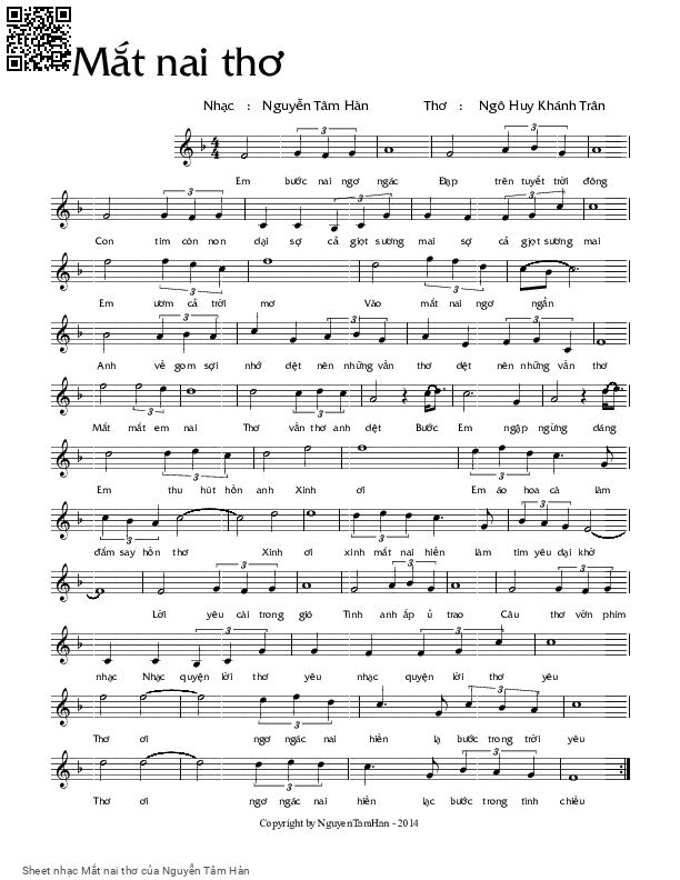 Sheet PDF of Mắt nai thơ - Nguyễn Tâm Hàn