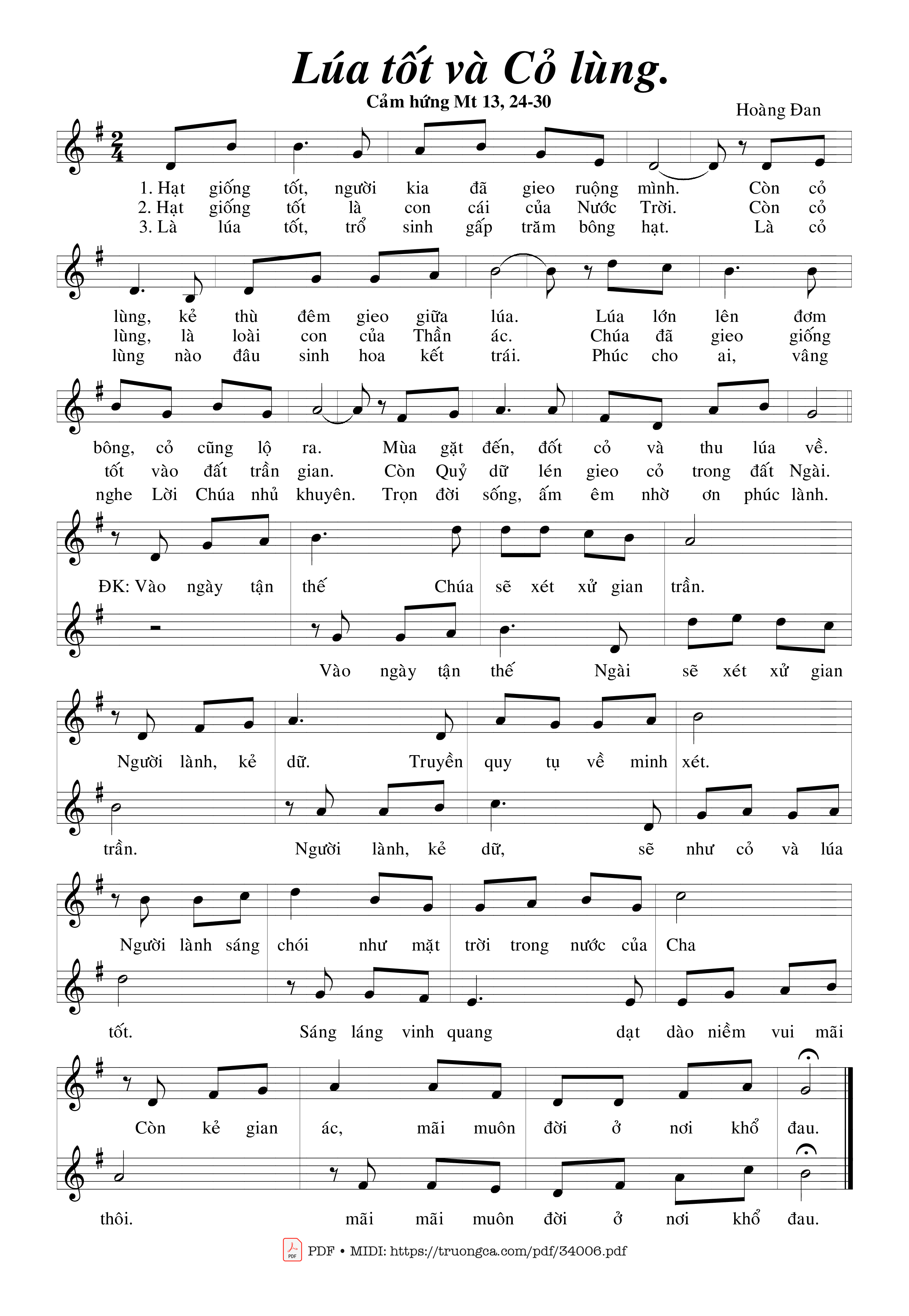 Sheet PDF of Lúa Tốt Và Cỏ Lùng