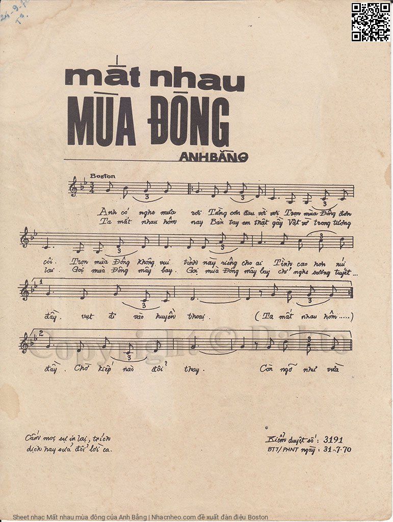 Page 2 of Sheet music PDF Mất nhau mùa đông - Anh Bằng
