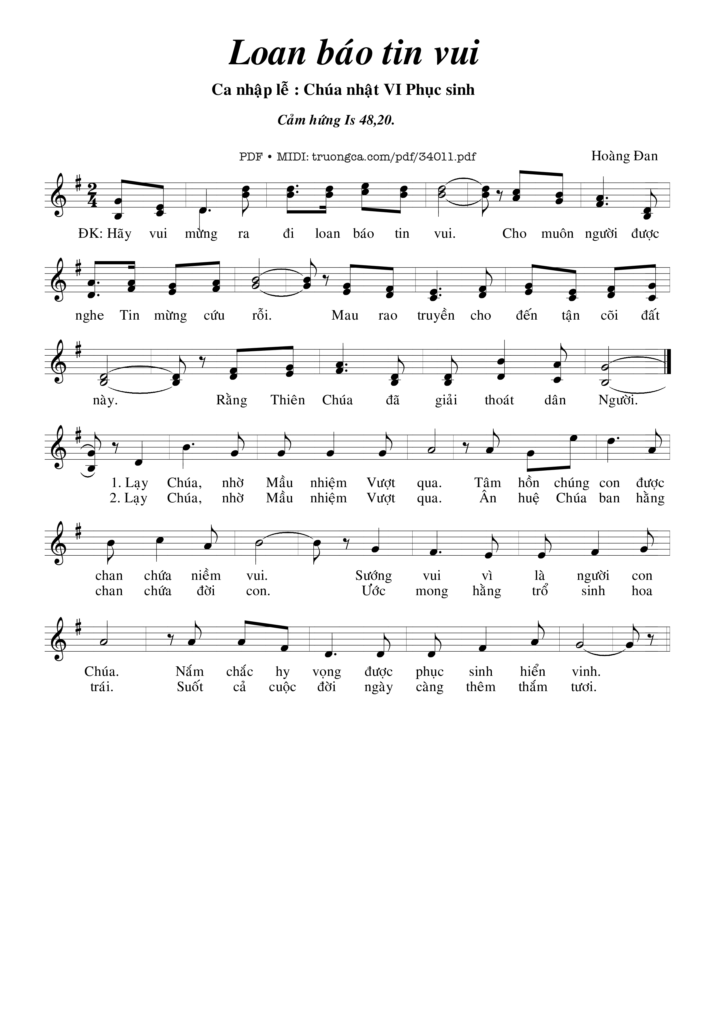 Sheet PDF of Loan Báo Tin Vui