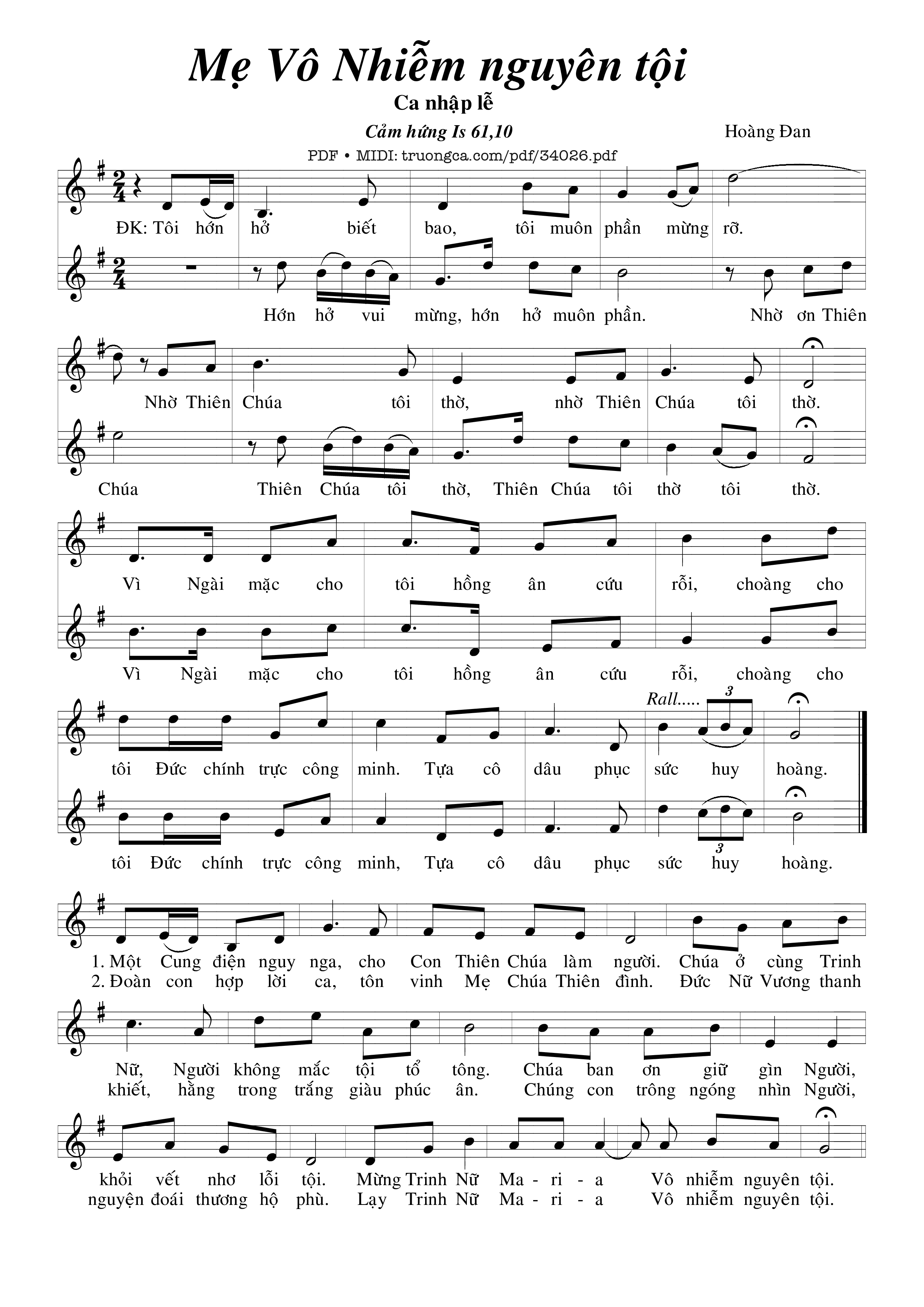 Sheet PDF of Mẹ Vô Nhiễm Nguyên Tội