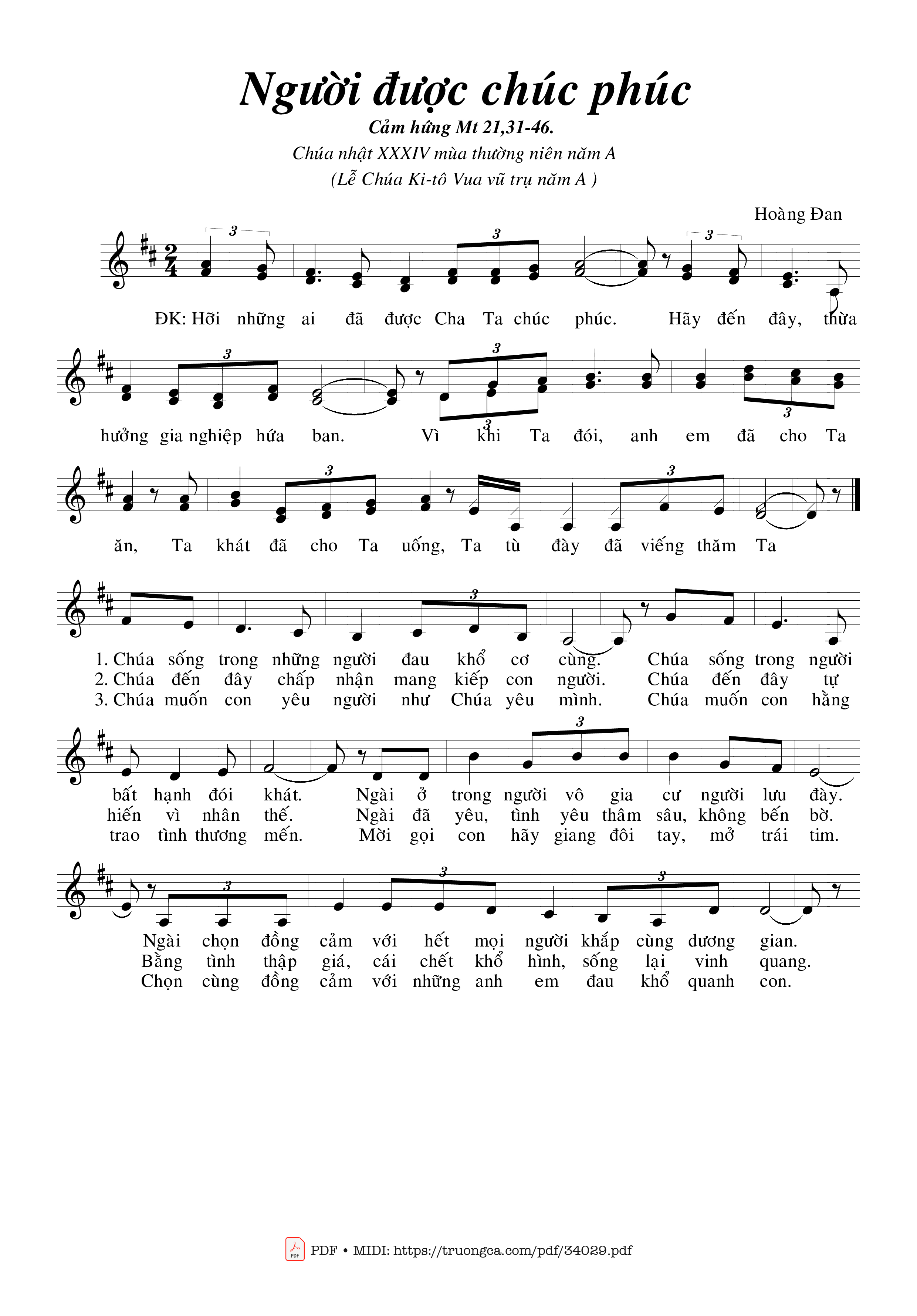 Sheet PDF of Người Được Chúc Phúc