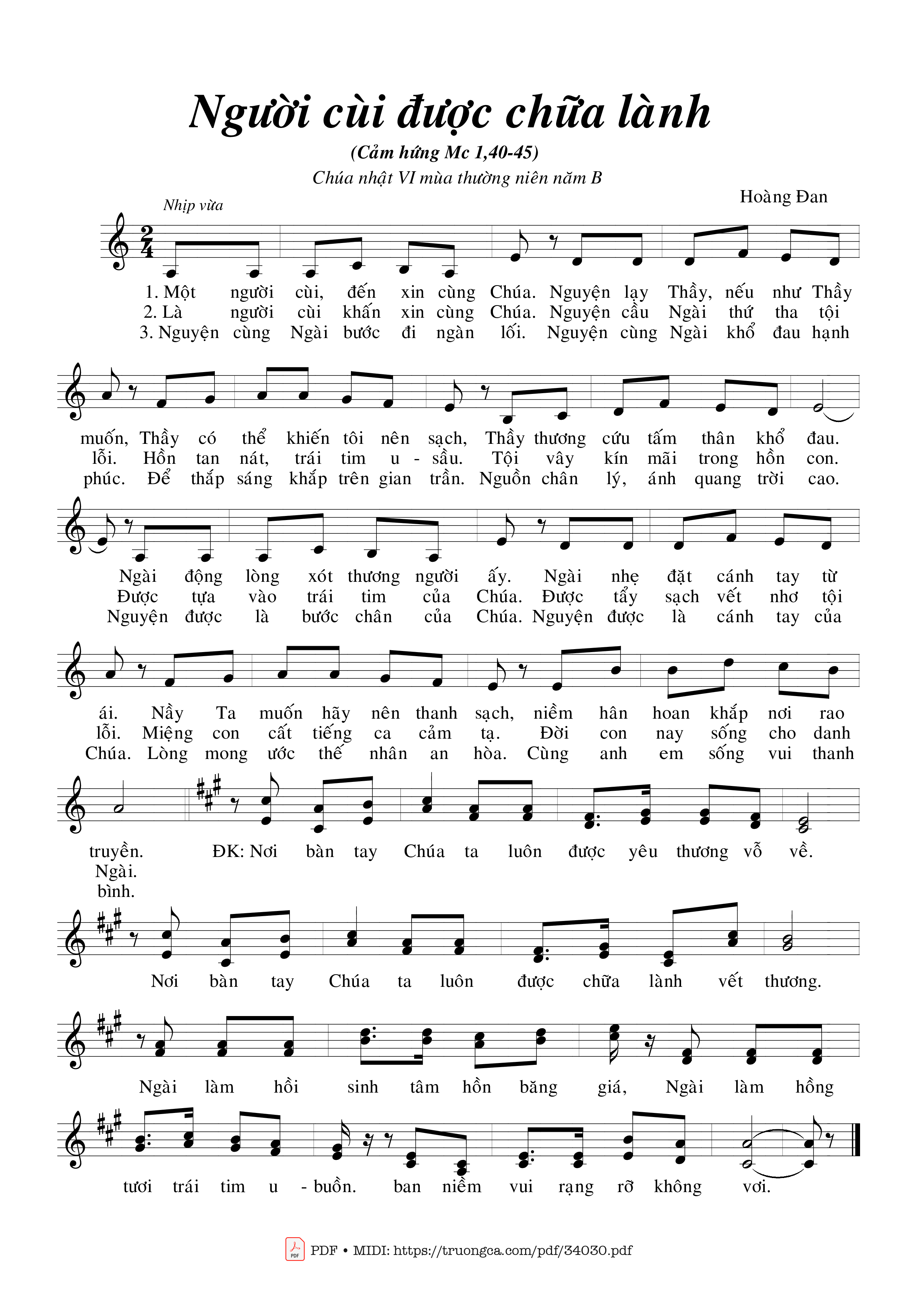 Sheet PDF of Người Cùi Được Chữa Lành