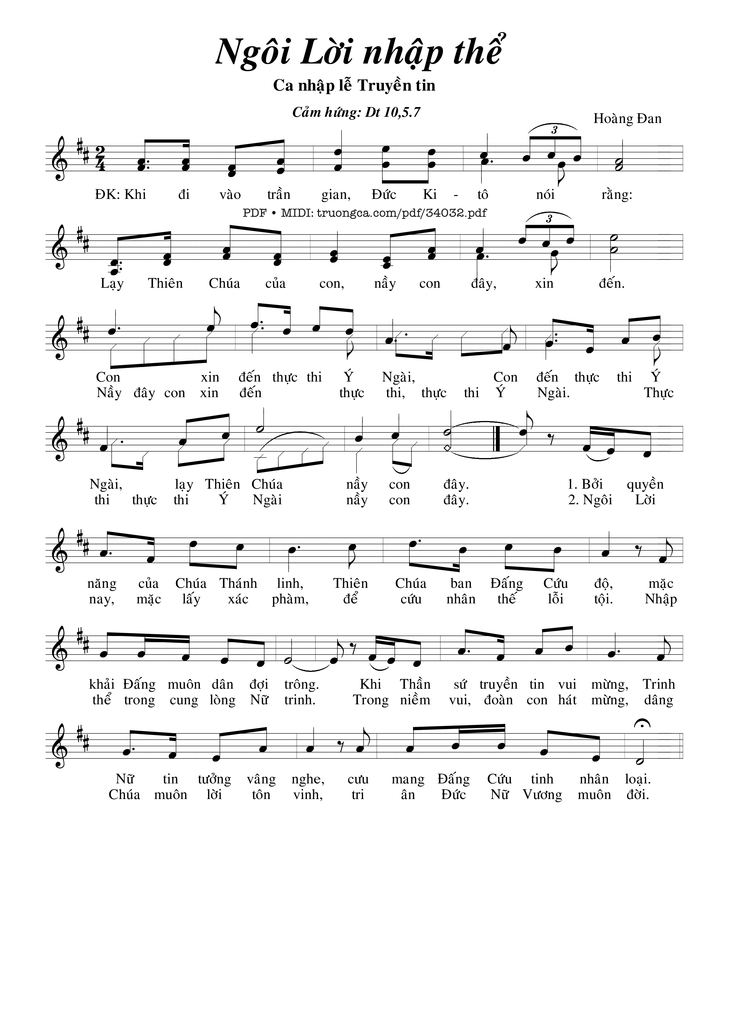 Sheet PDF of Ngôi Lời Nhập Thể