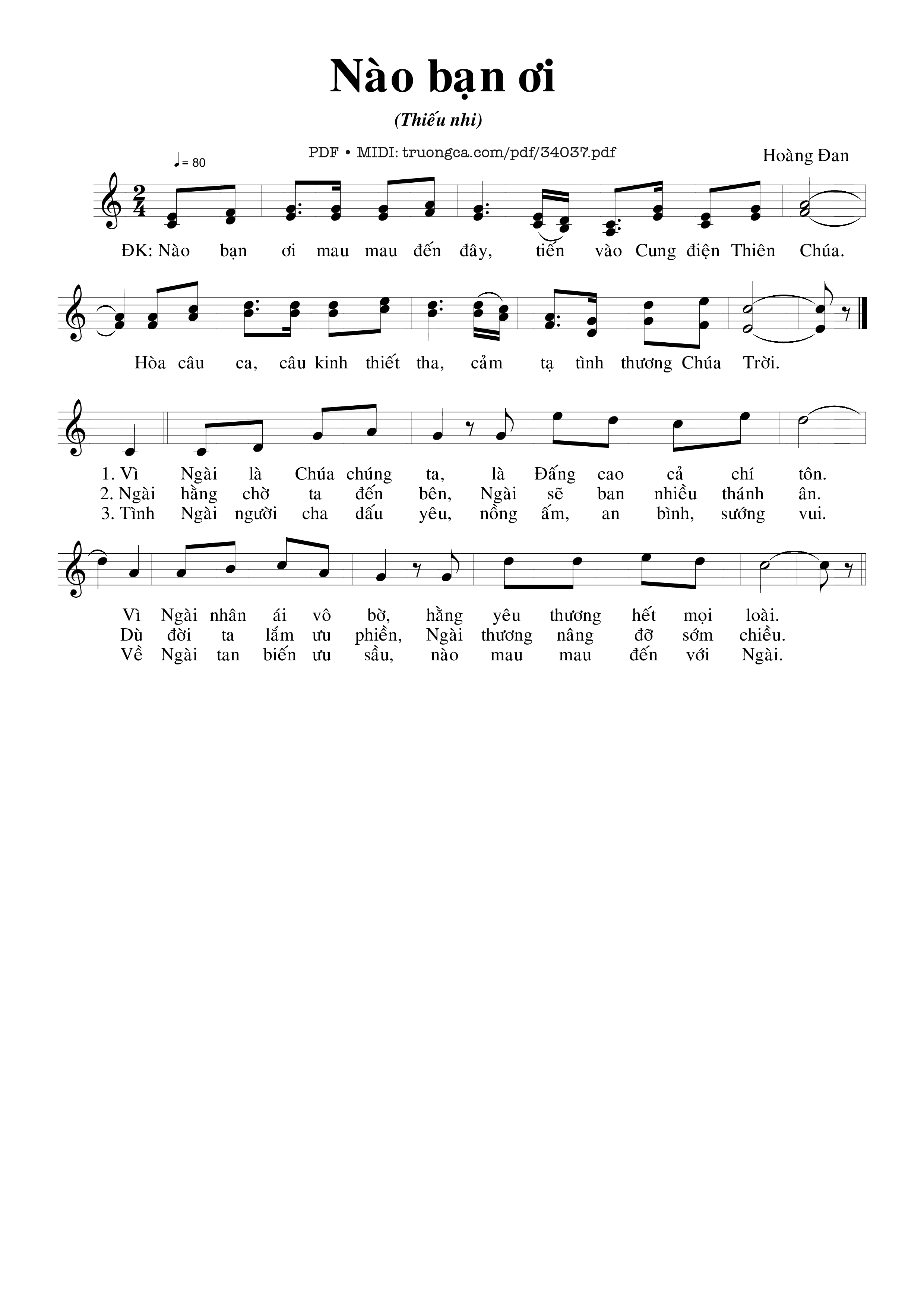 Sheet PDF of Nào Bạn Ơi - Hoàng Đan