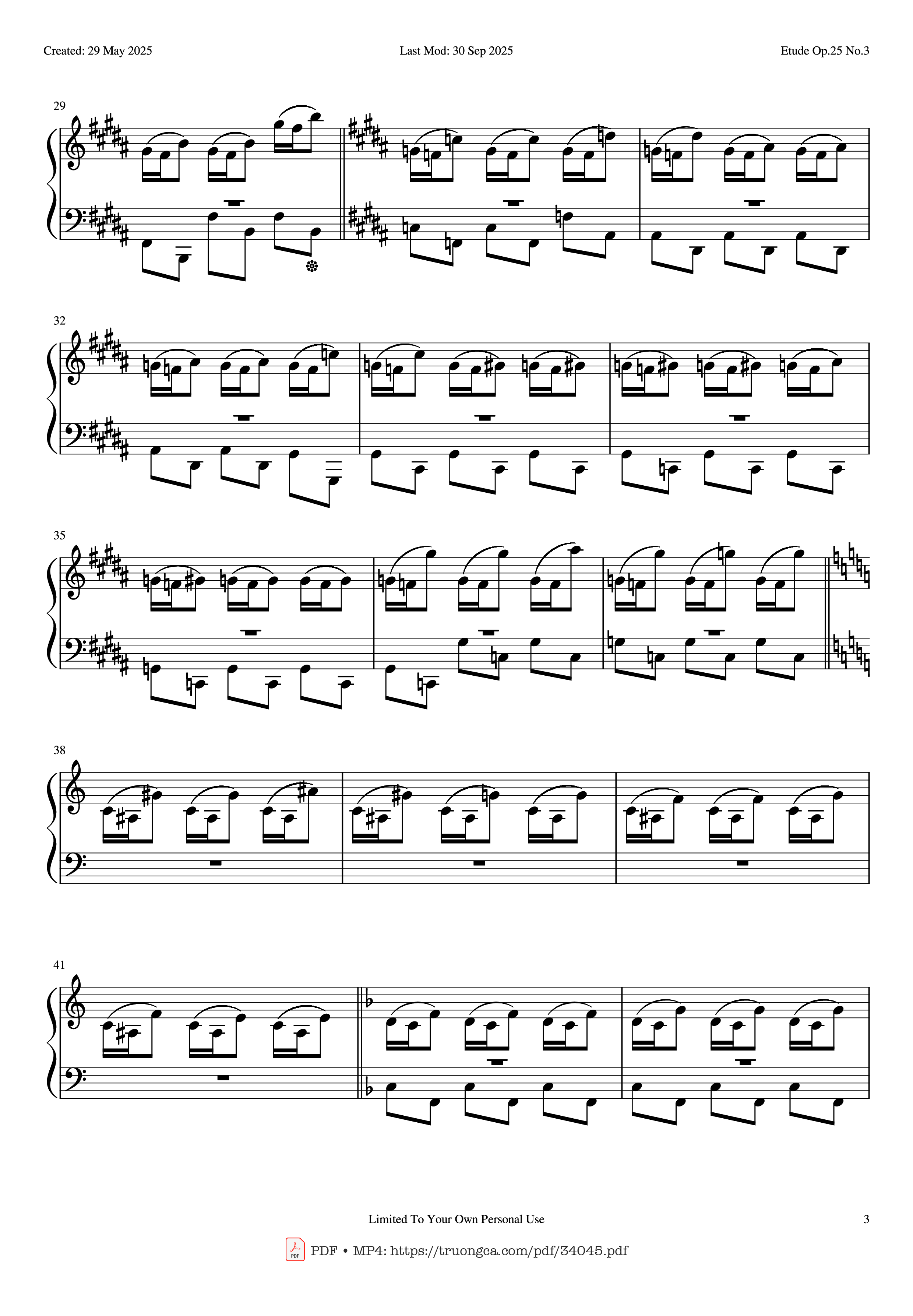 Page 3 of Sheet music PDF Piano Etude Op.25 No.3 (The Knight) Piano EASY - Frederic Chopin
