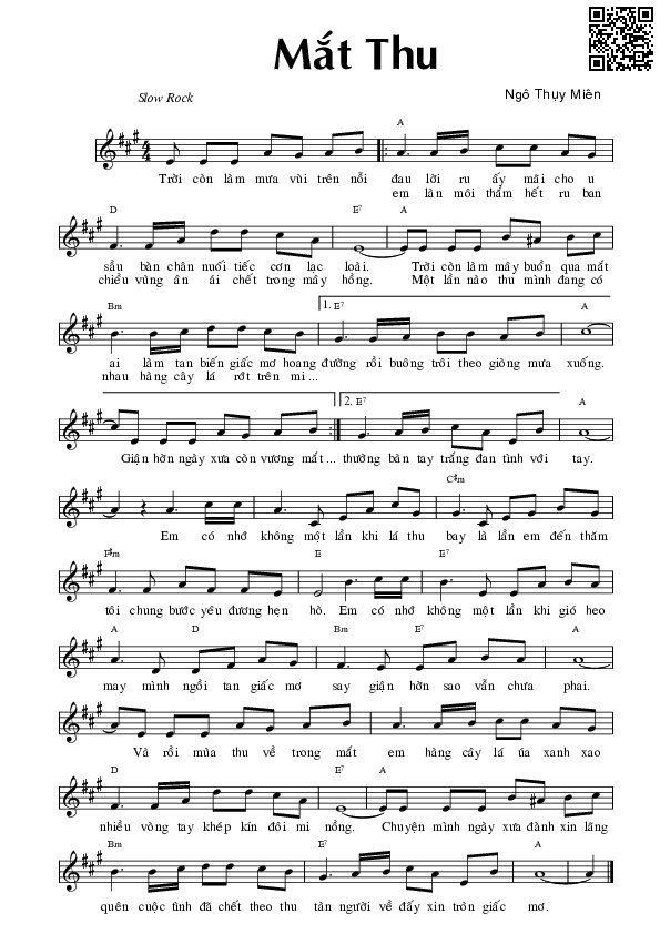 Page 2 of Sheet music PDF Mắt thu - Ngô Thụy Miên