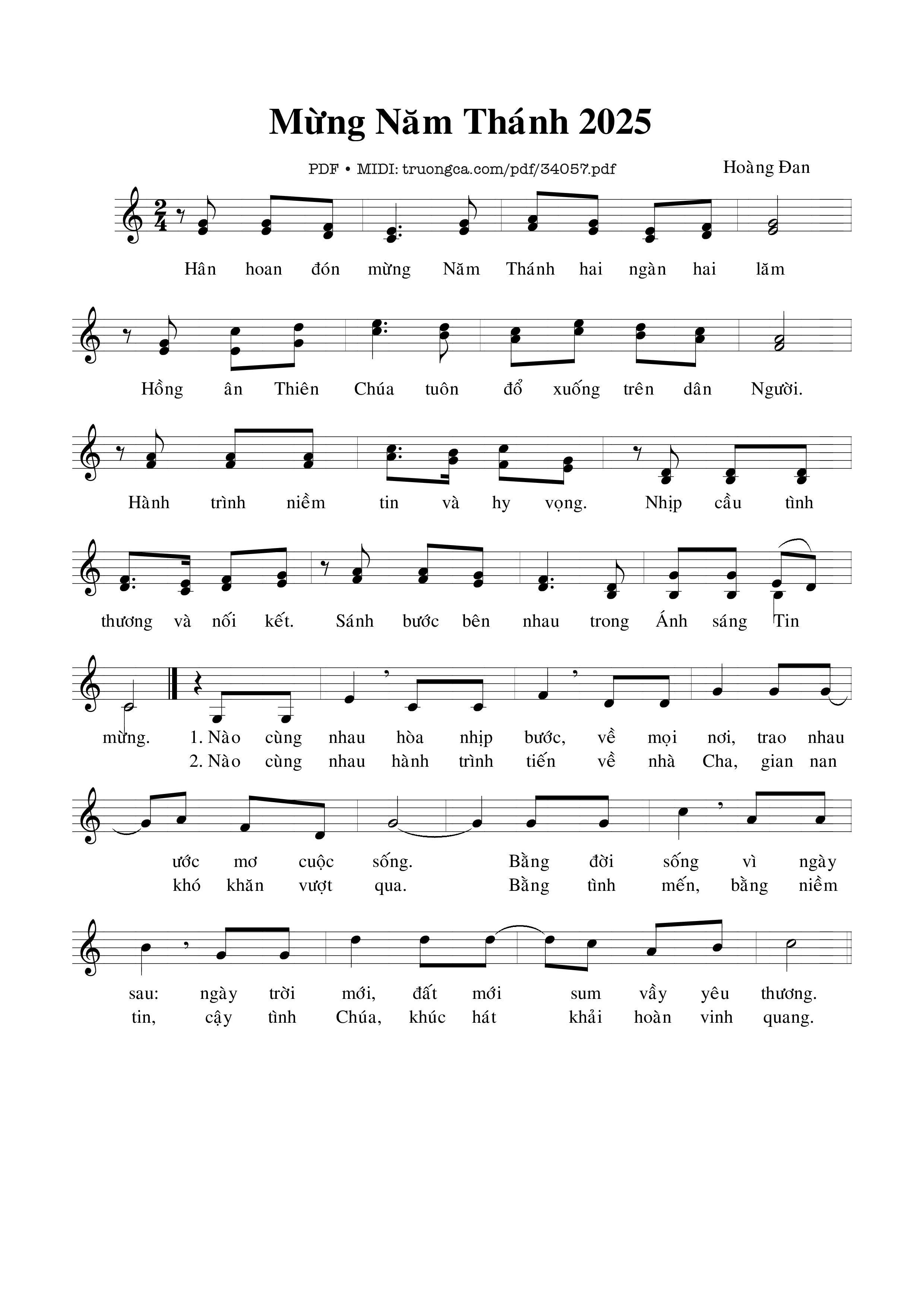 Sheet PDF of Mừng Năm Thánh 2025
