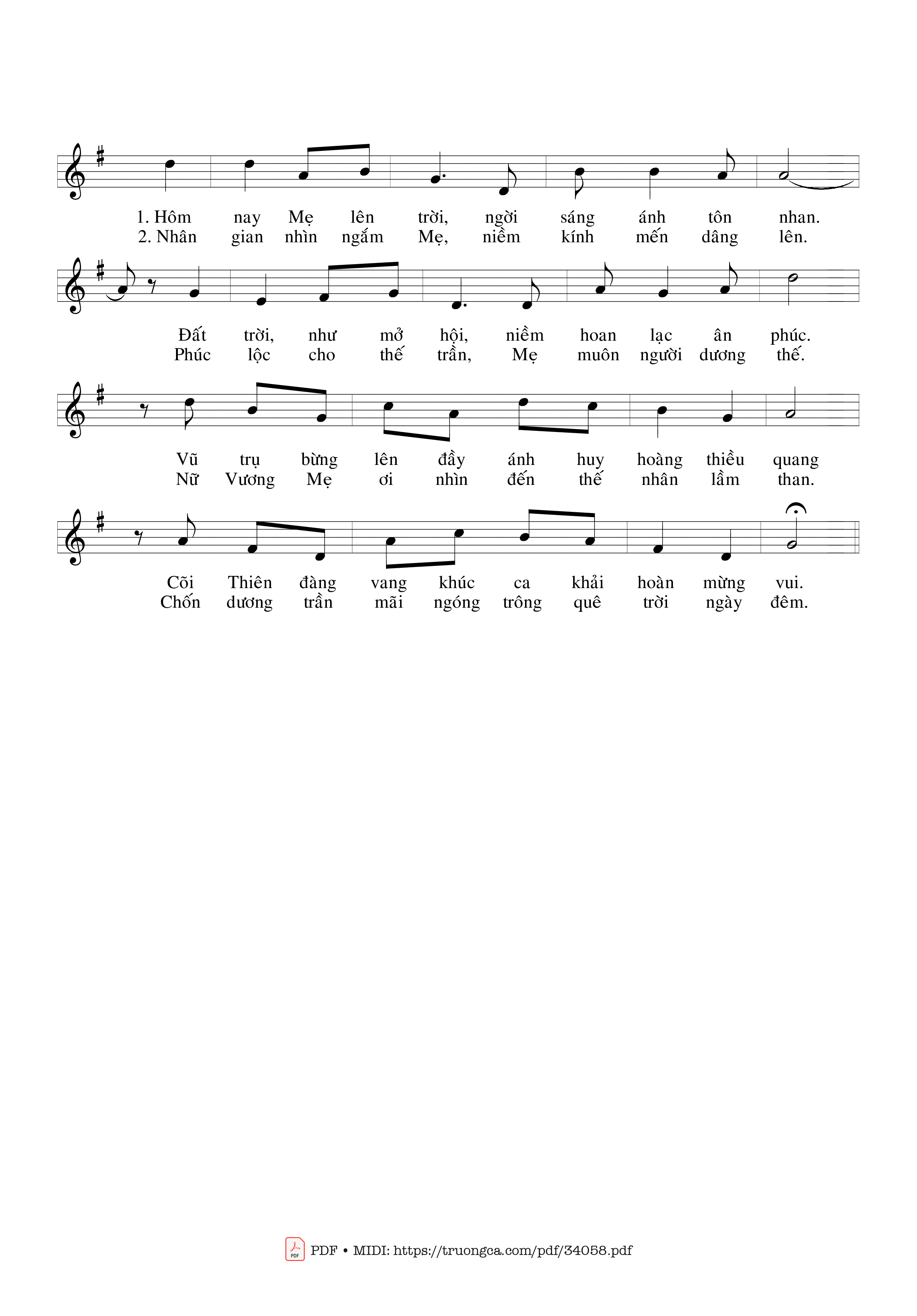 Page 2 of Sheet music PDF Mừng Mẹ Lên Trời - Hoàng Đan