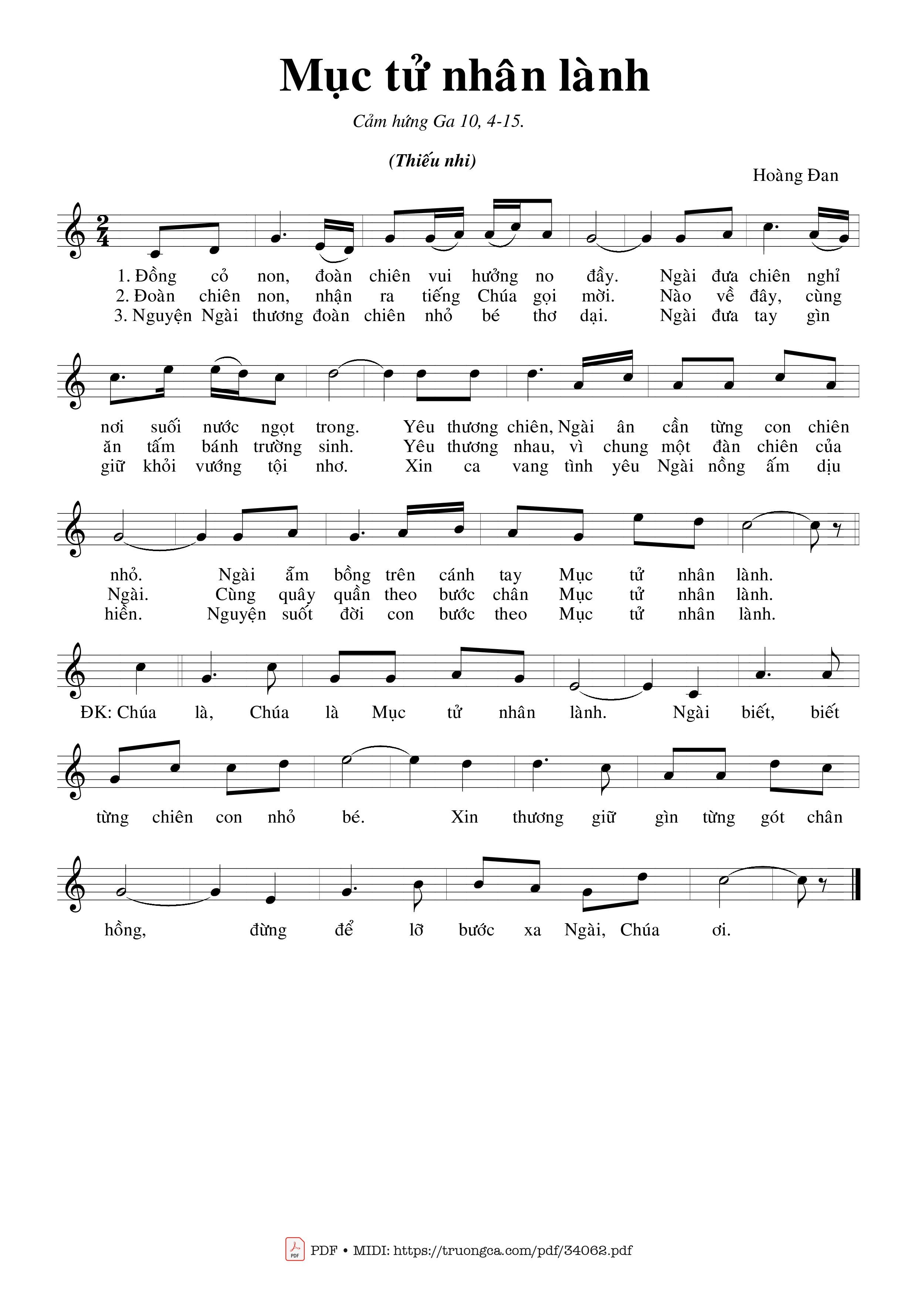 Sheet PDF of Mục Tử Nhân Lành