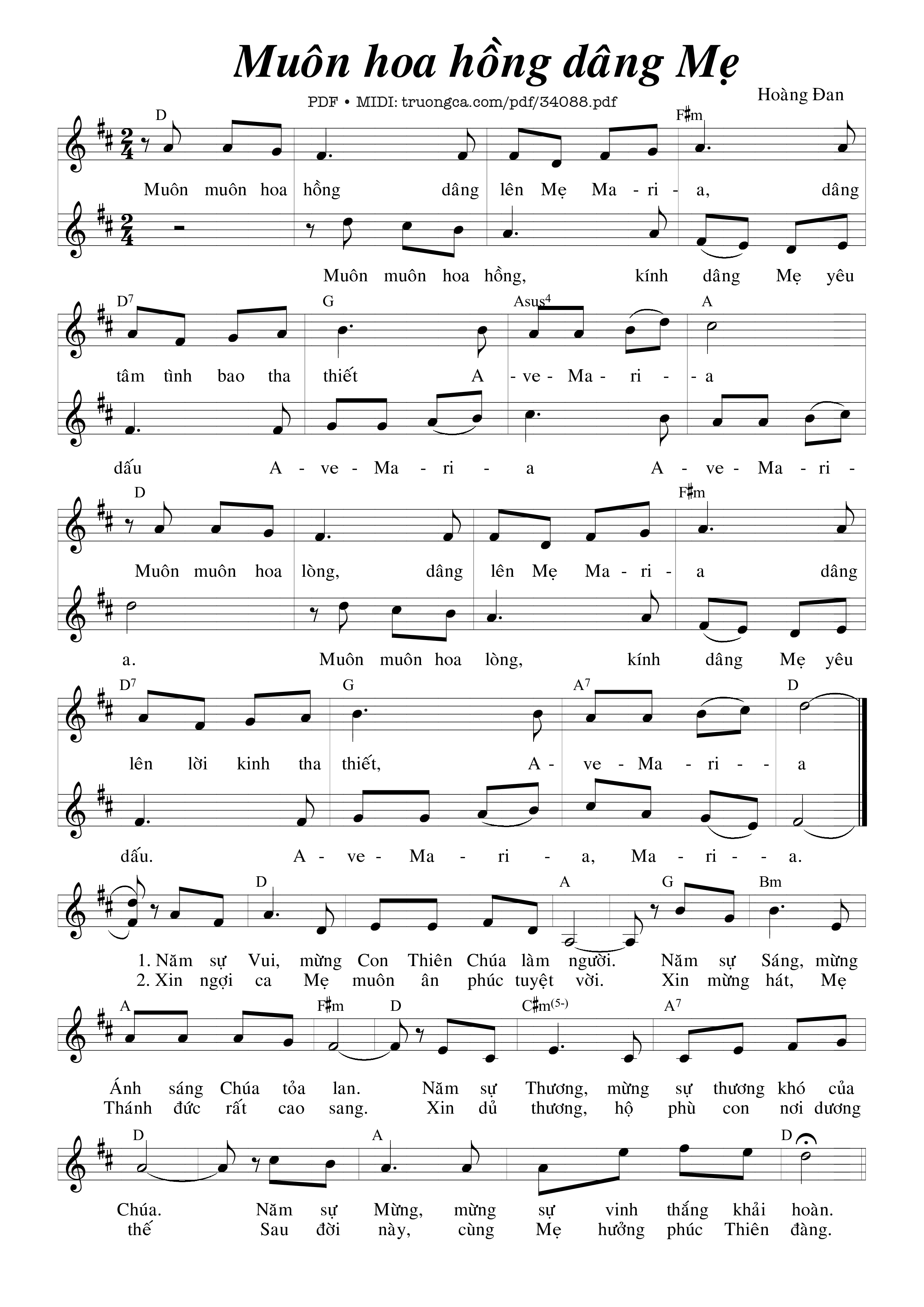 Sheet PDF of Muôn Hoa Hồng Dâng Mẹ