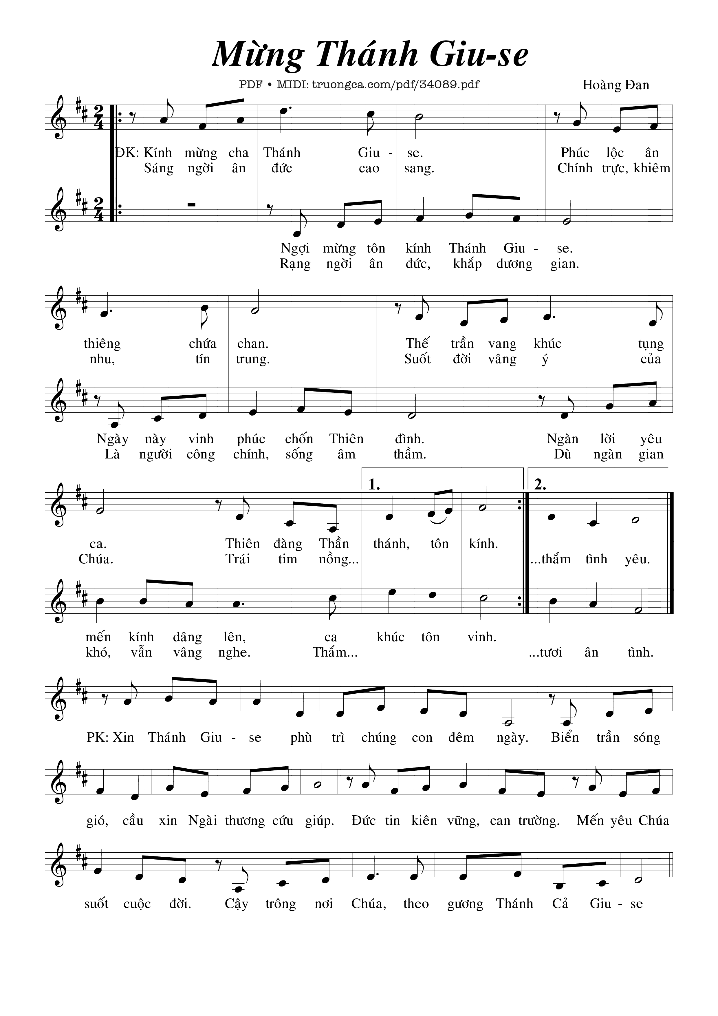 Sheet PDF of Mừng Thánh Giuse