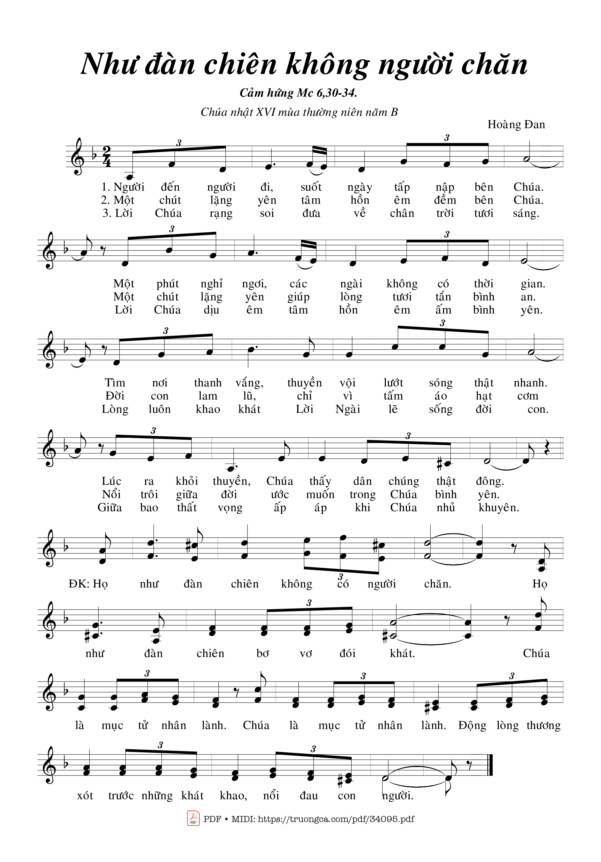 Page 1 of Sheet music PDF Như Đàn Chiên Không Người Chăn - Hoàng Đan