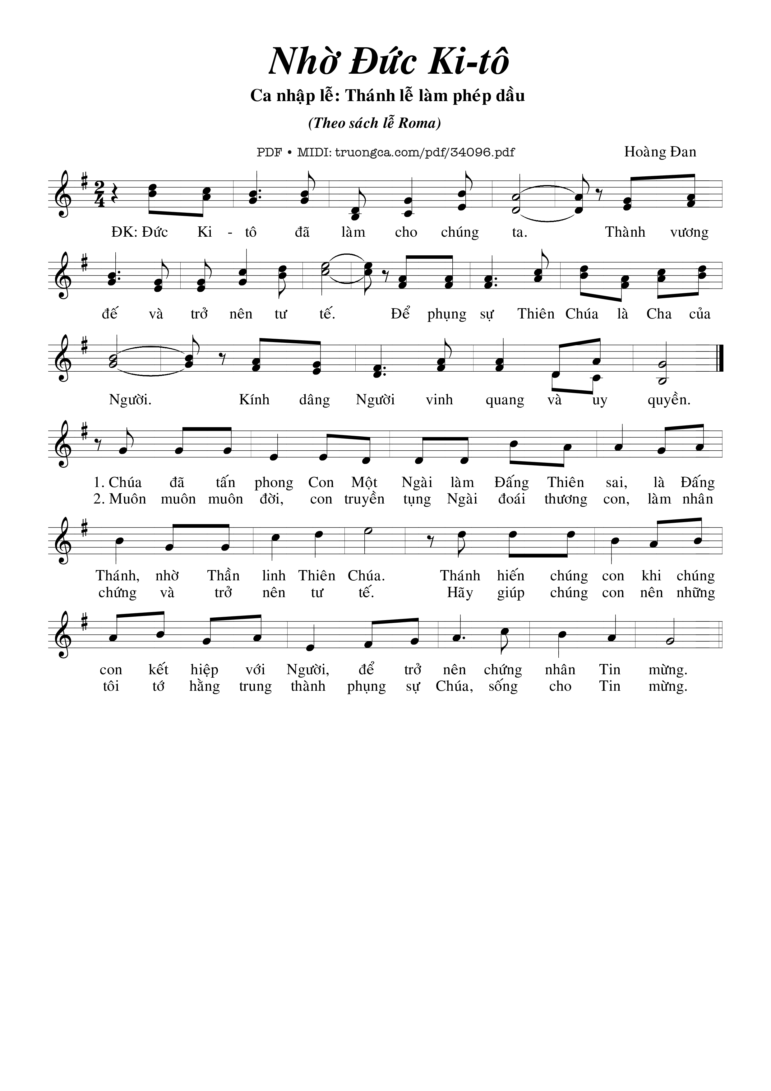 Sheet PDF of Nhờ Đức Kitô