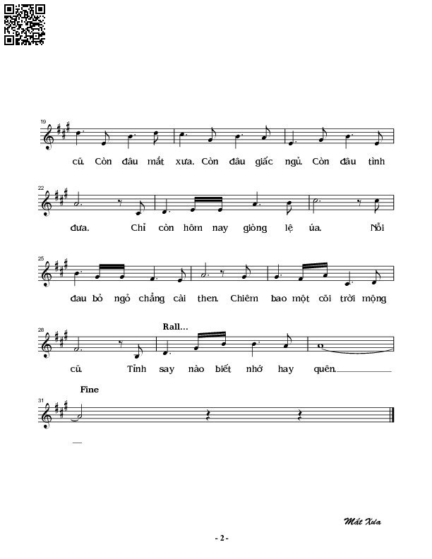Page 2 of Sheet music PDF Mắt xưa - Nguyễn Đình Phùng