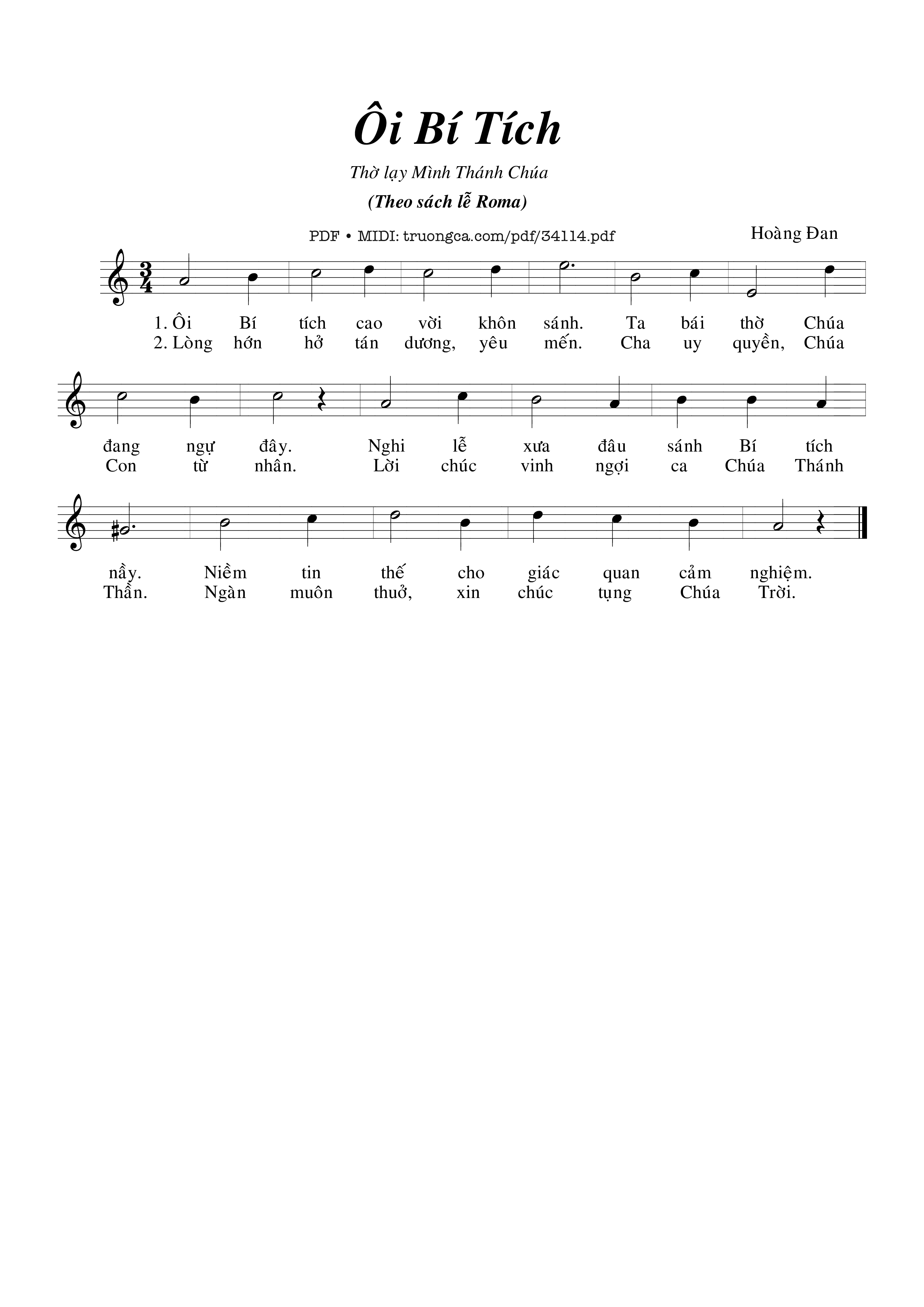 Page 1 of Sheet music PDF Ôi Bí Tích - Hoàng Đan