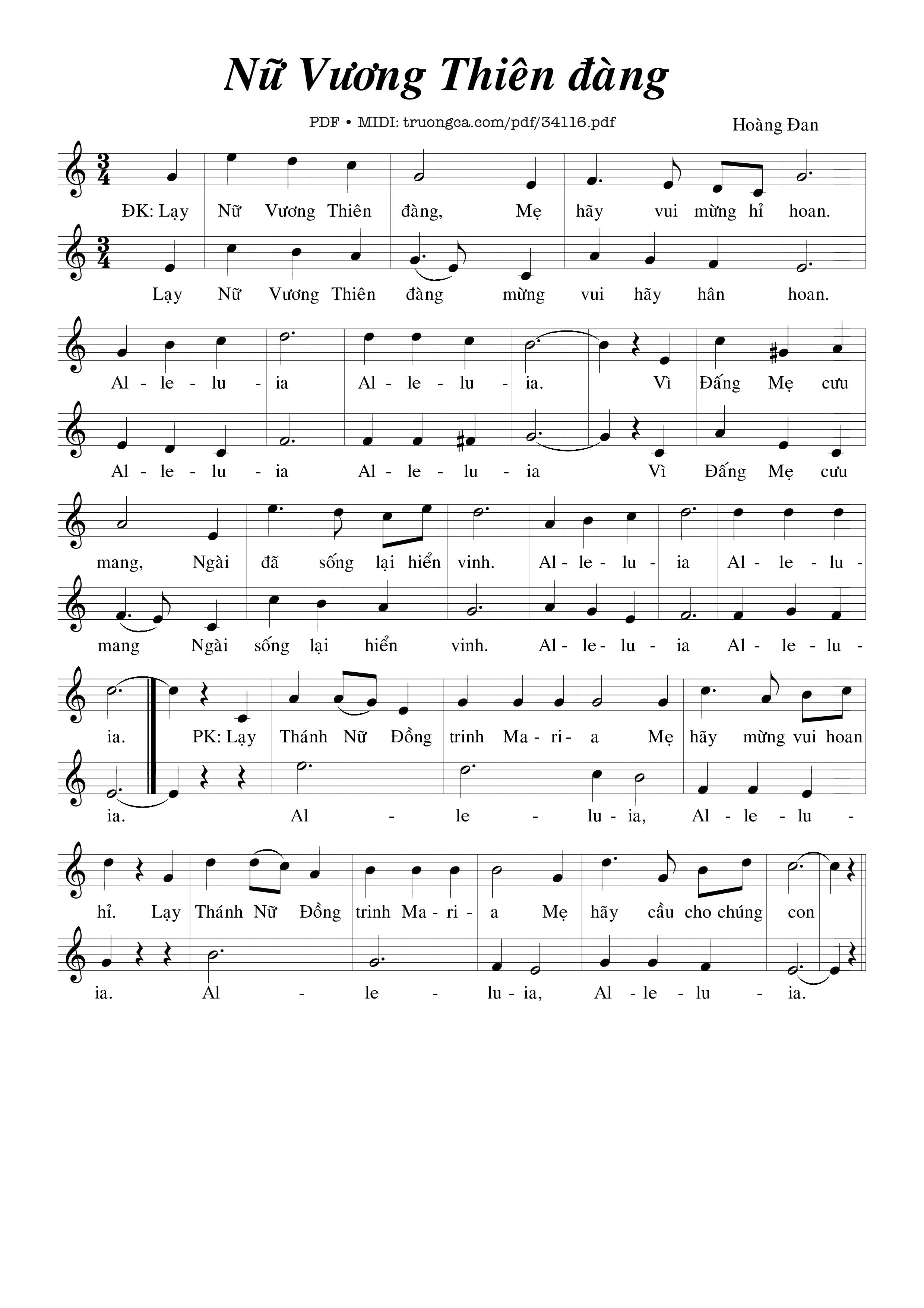 Sheet PDF of Nữ Vương Thiên Đàng