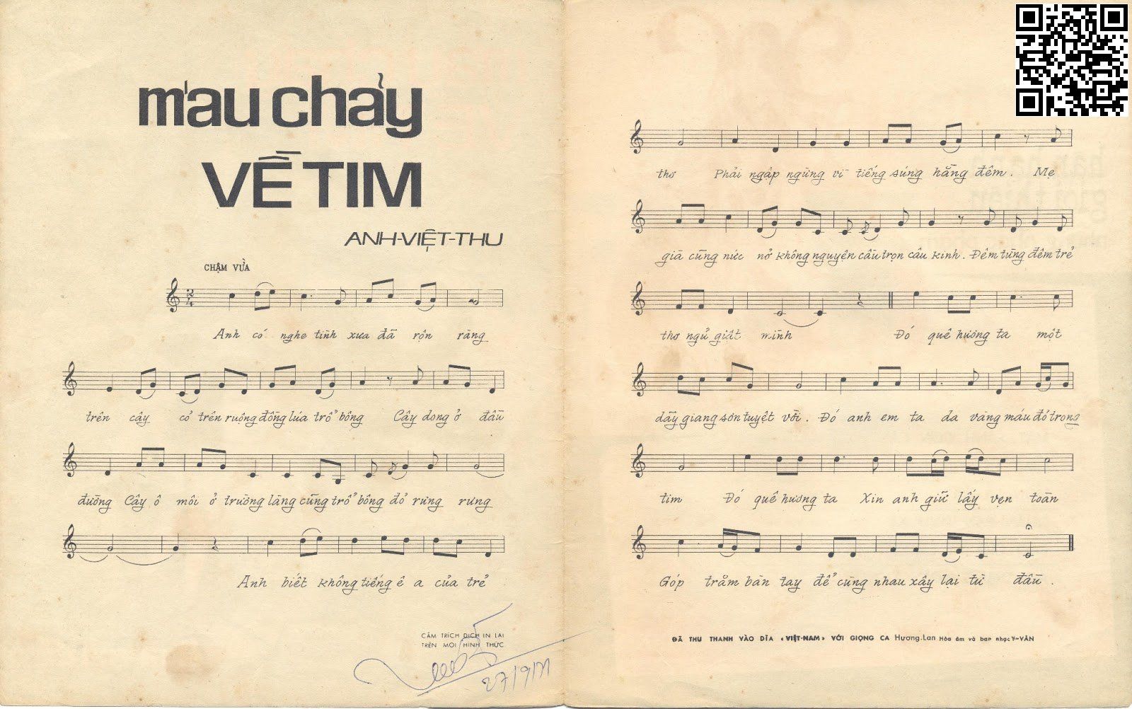 Page 2 of Sheet music PDF Máu chảy về tim - Anh Việt Thu