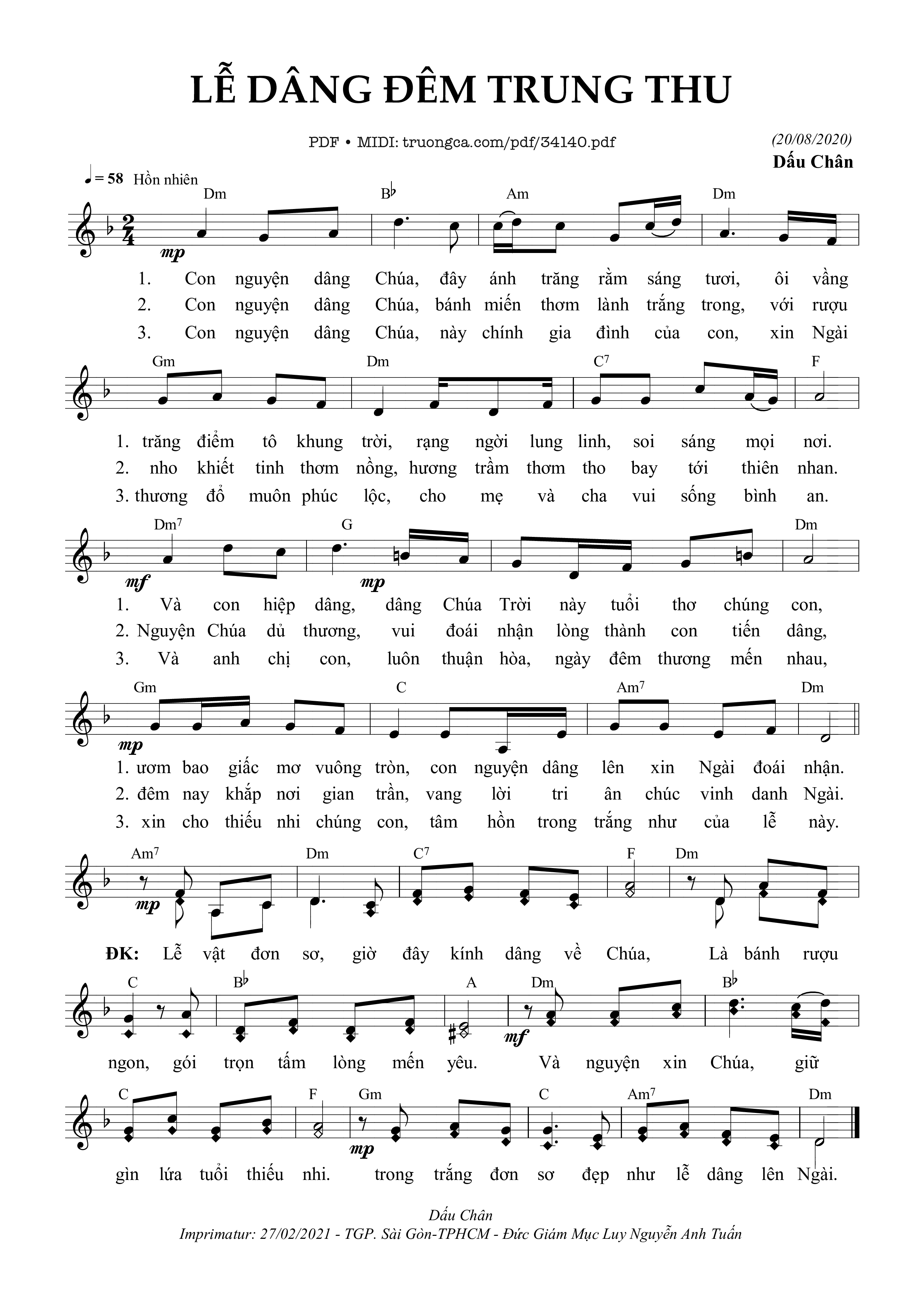 Sheet PDF of Lễ Dâng Đêm Trung Thu