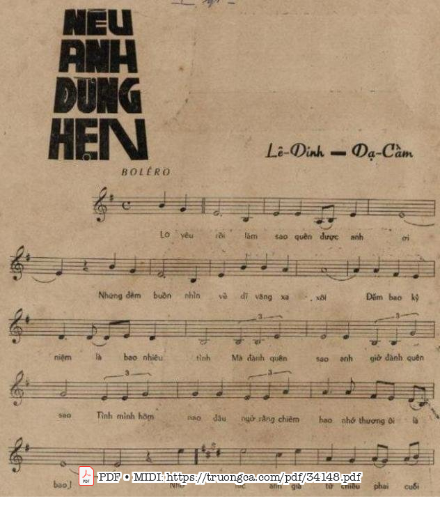 Sheet PDF of Nếu anh đừng hẹn