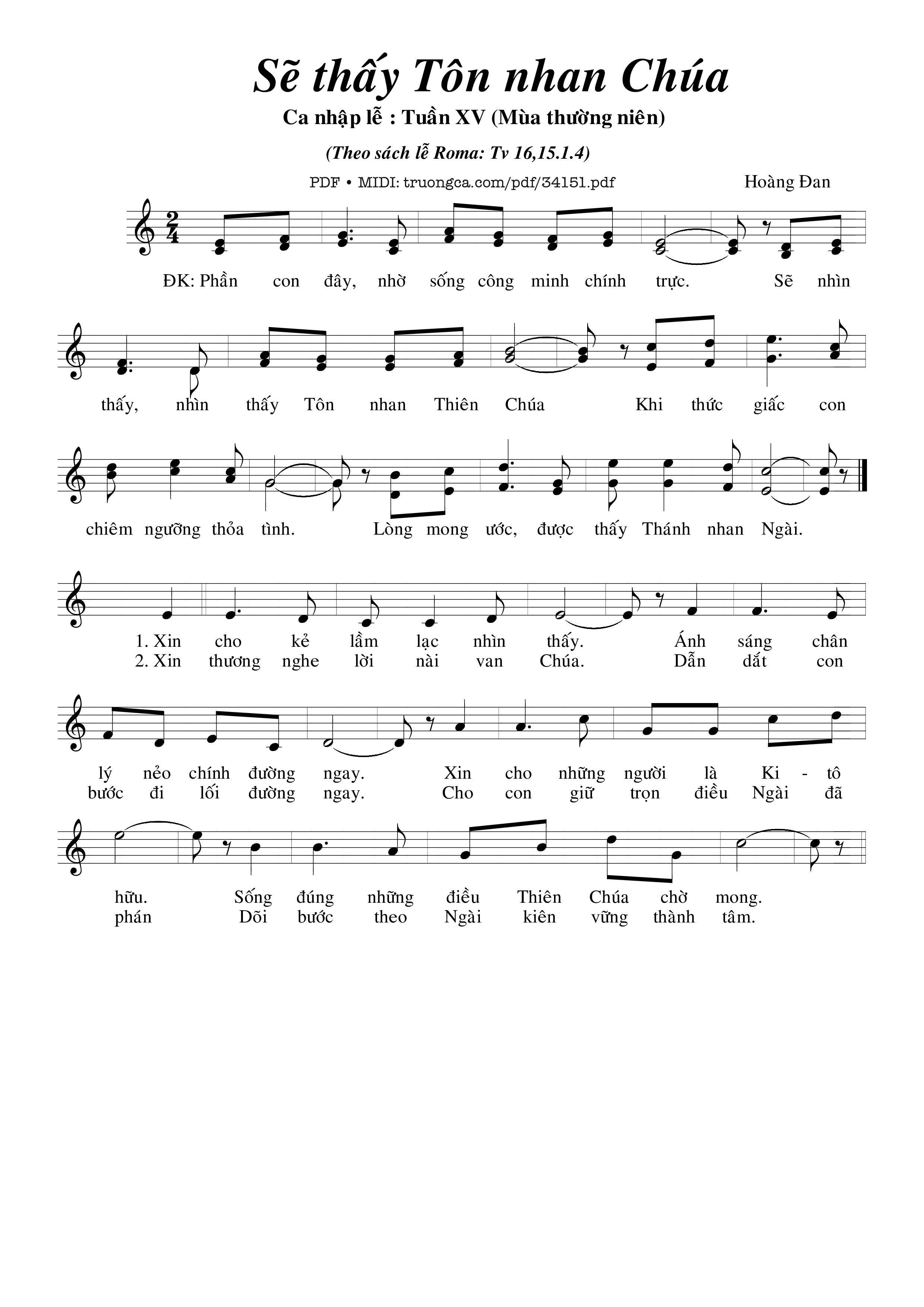 Sheet PDF of Sẽ Thấy Tôn Nhan Chúa