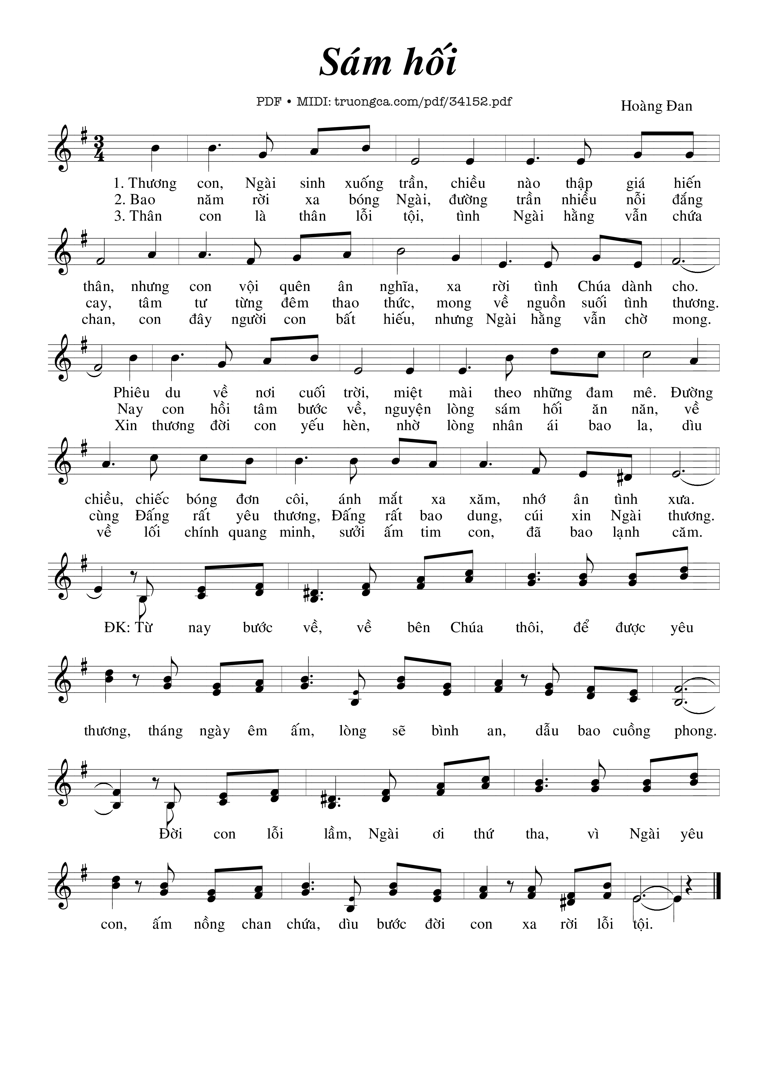 Page 1 of Sheet music PDF Sám Hối - Hoàng Đan