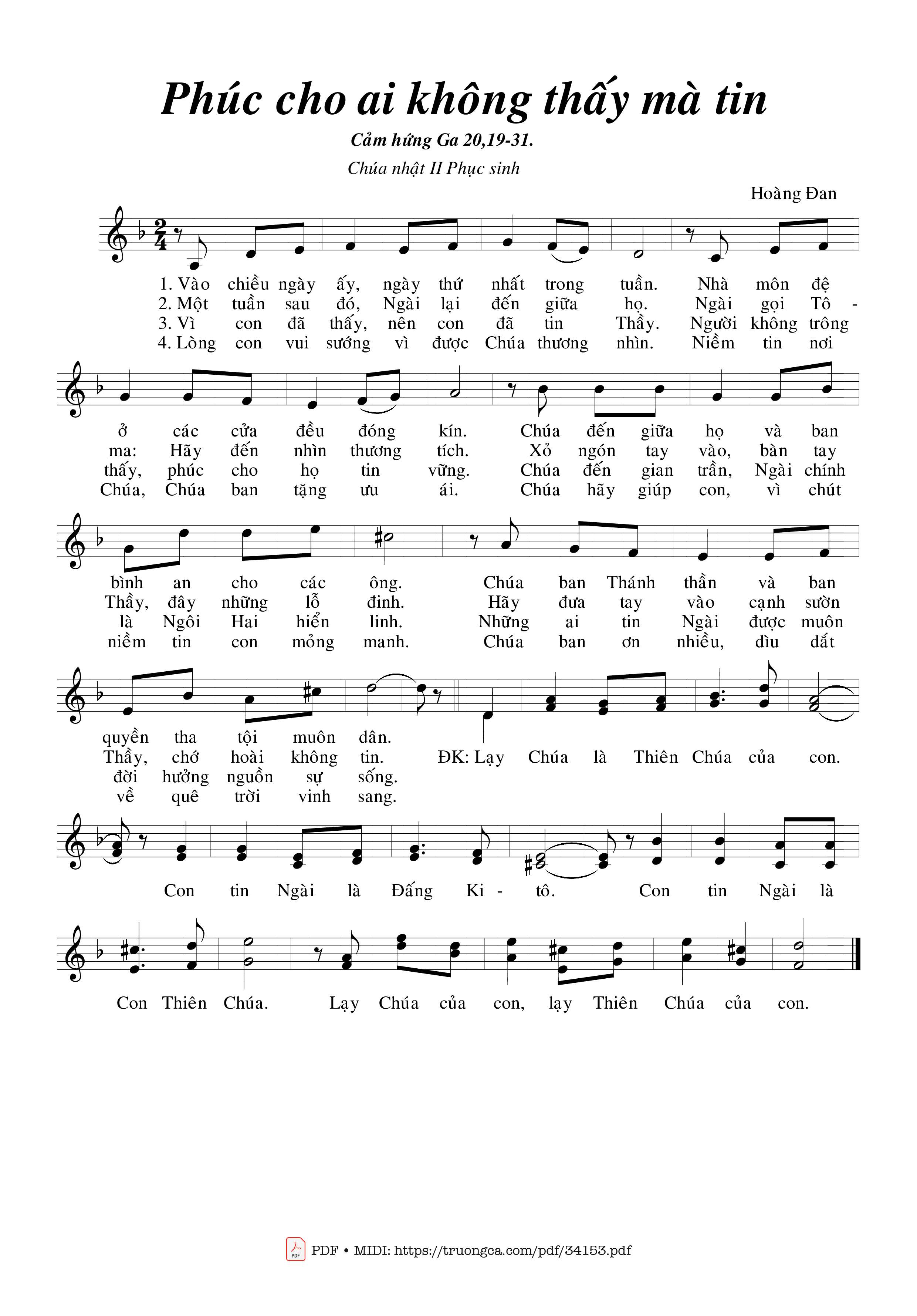 Sheet PDF of Phúc Cho Ai Không Thấy Mà Tin