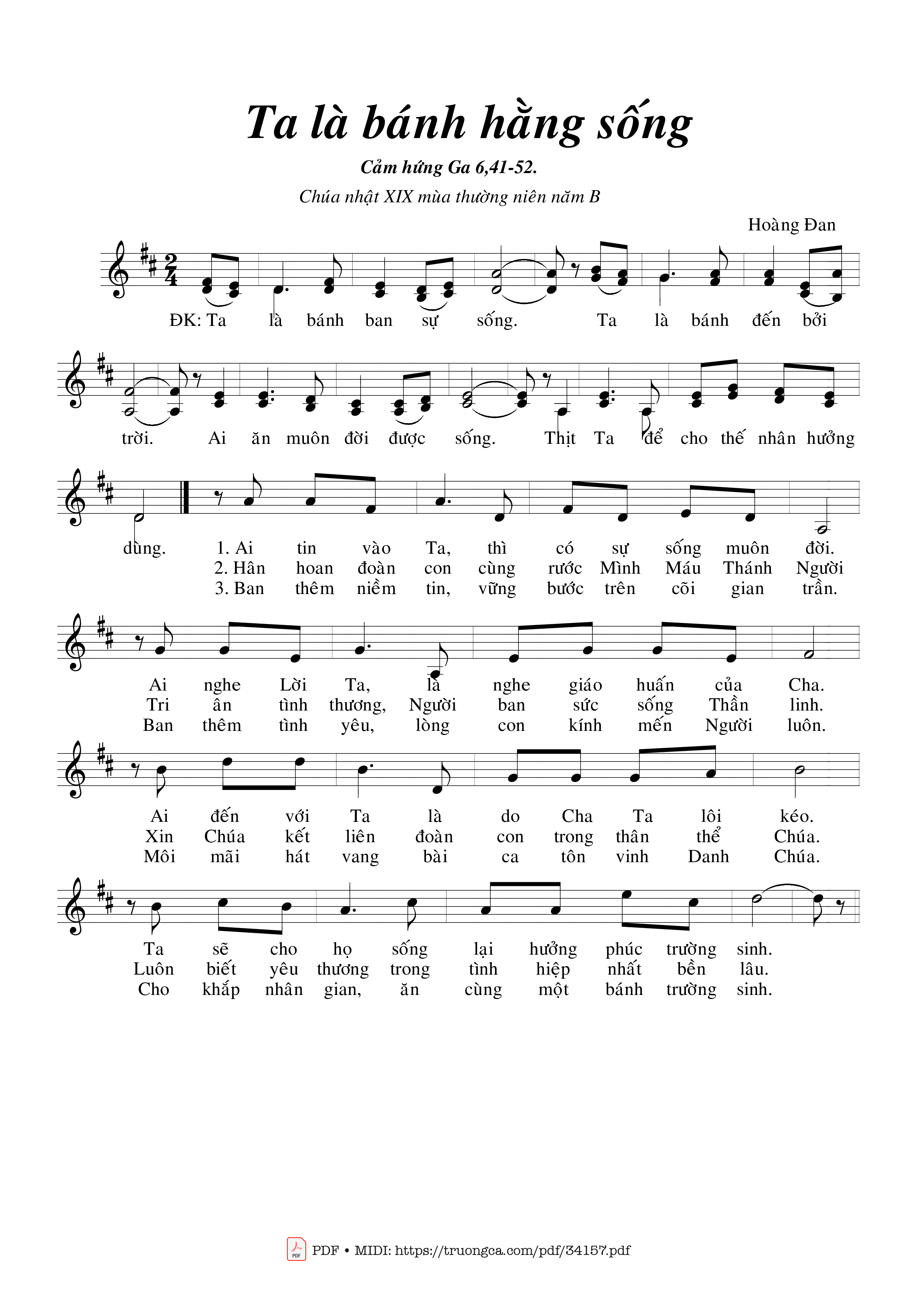 Sheet PDF of Ta Là Bánh Hằng Sống