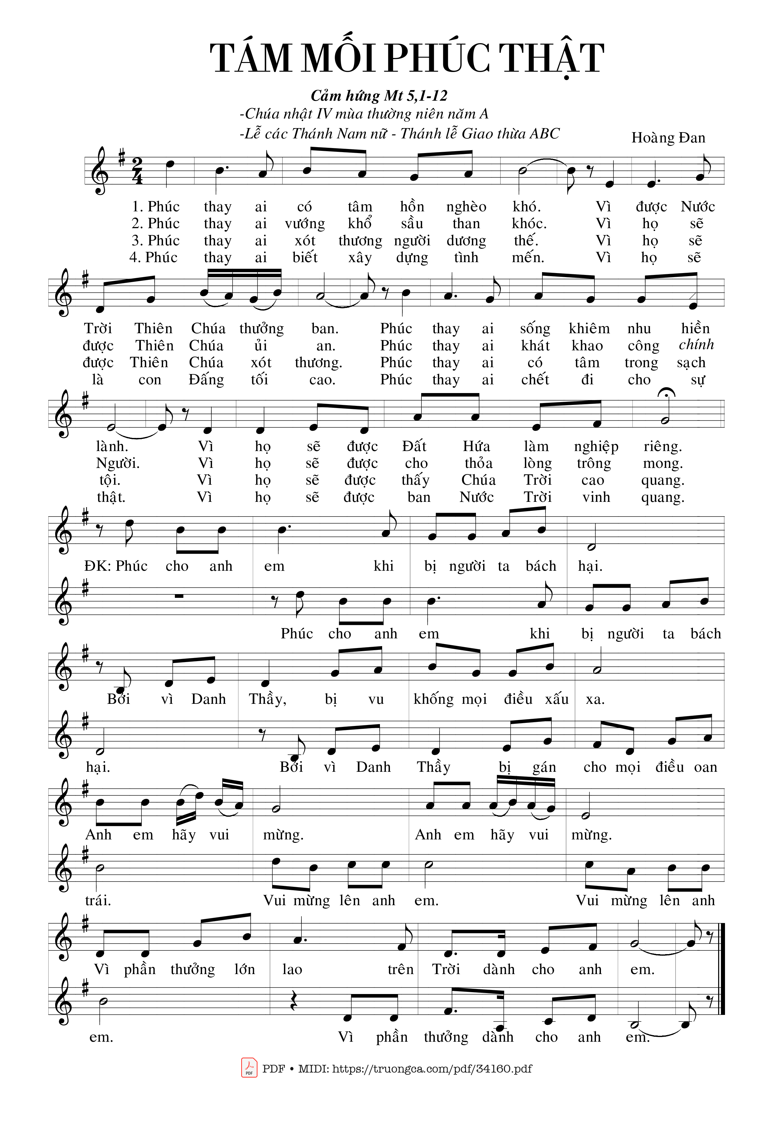 Sheet PDF of Tám Mối Phúc Thật