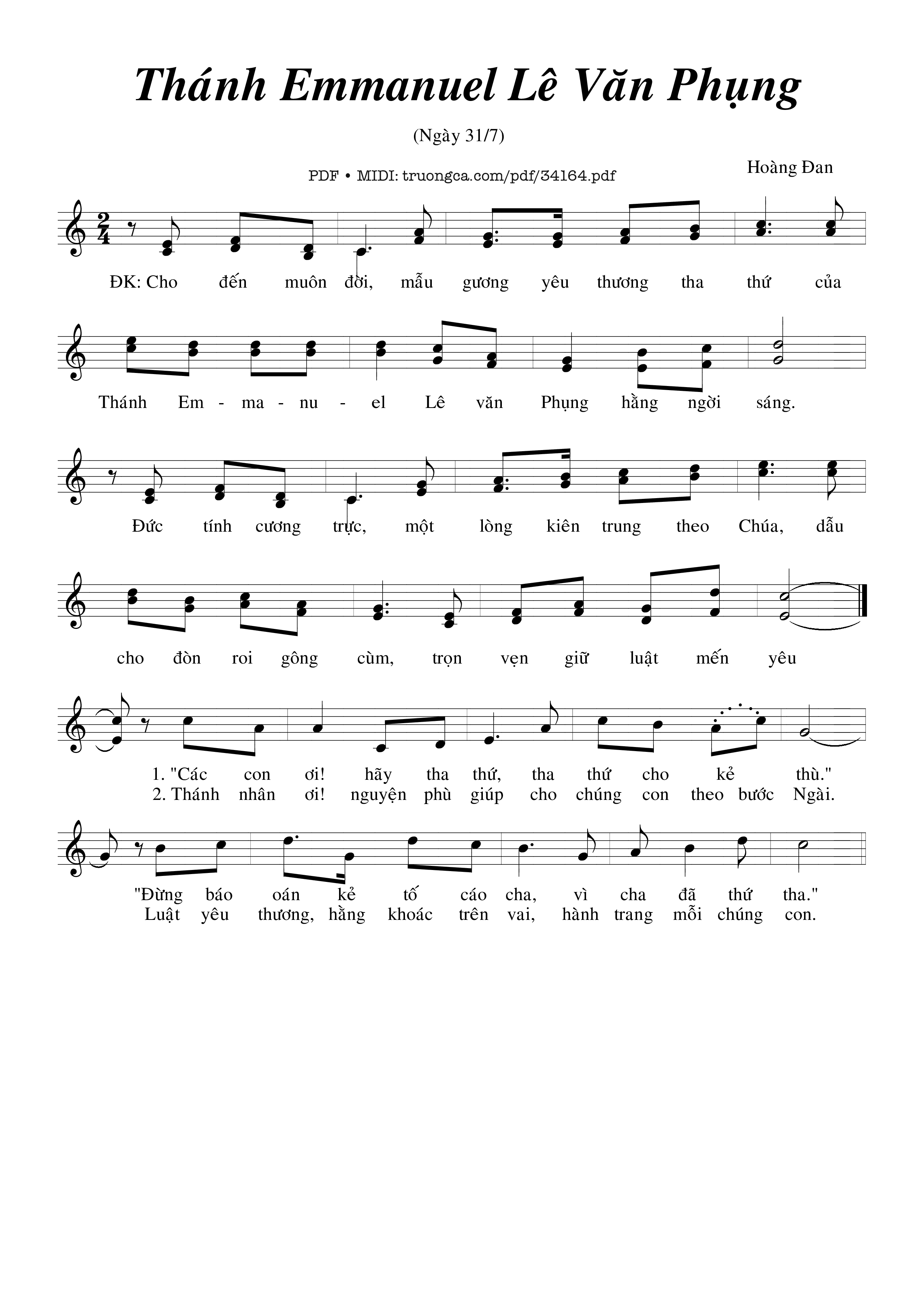 Sheet PDF of Thánh Emmanuel Lê Văn Phụng