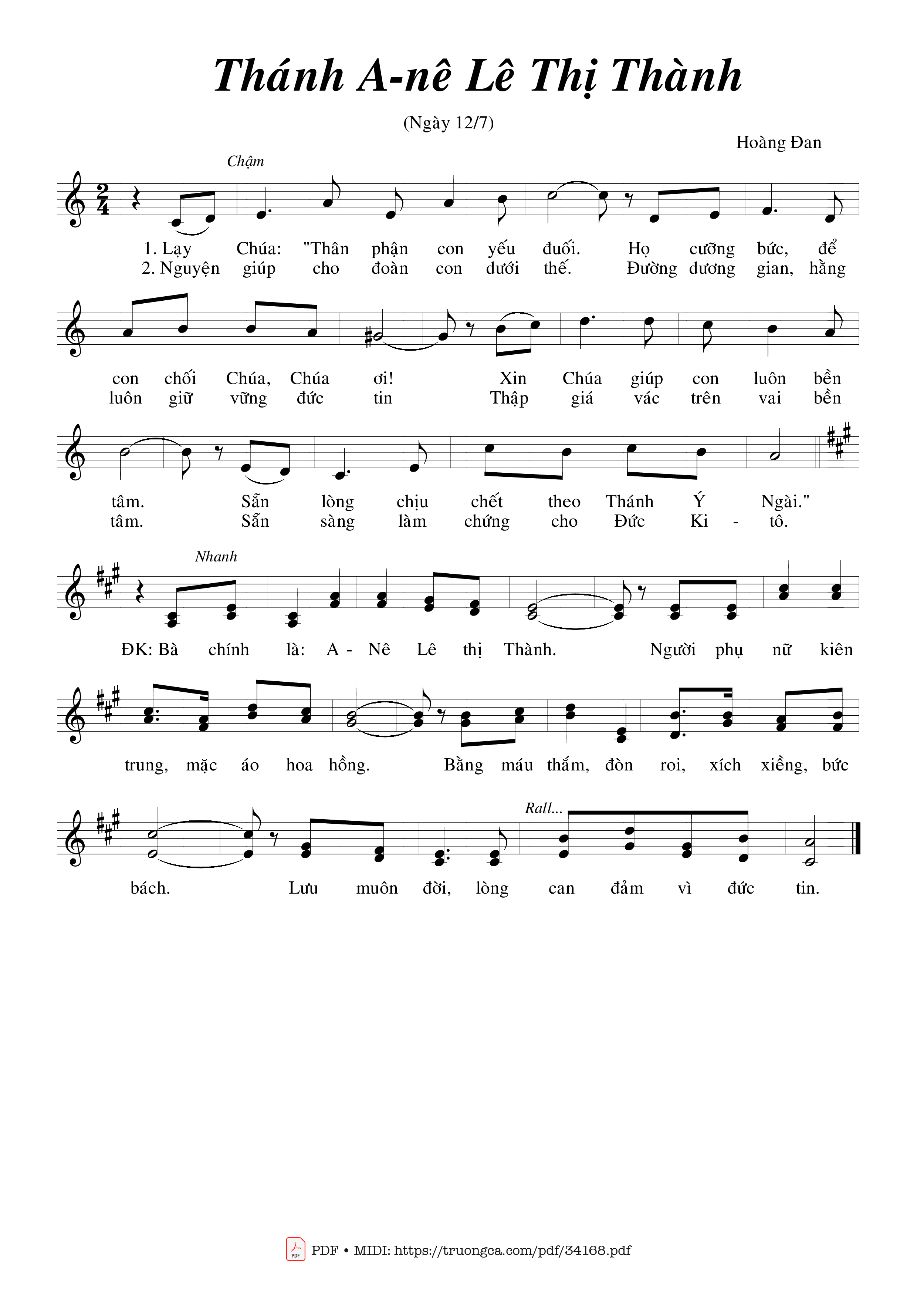 Sheet PDF of Thánh Anê Lê Thị Thành