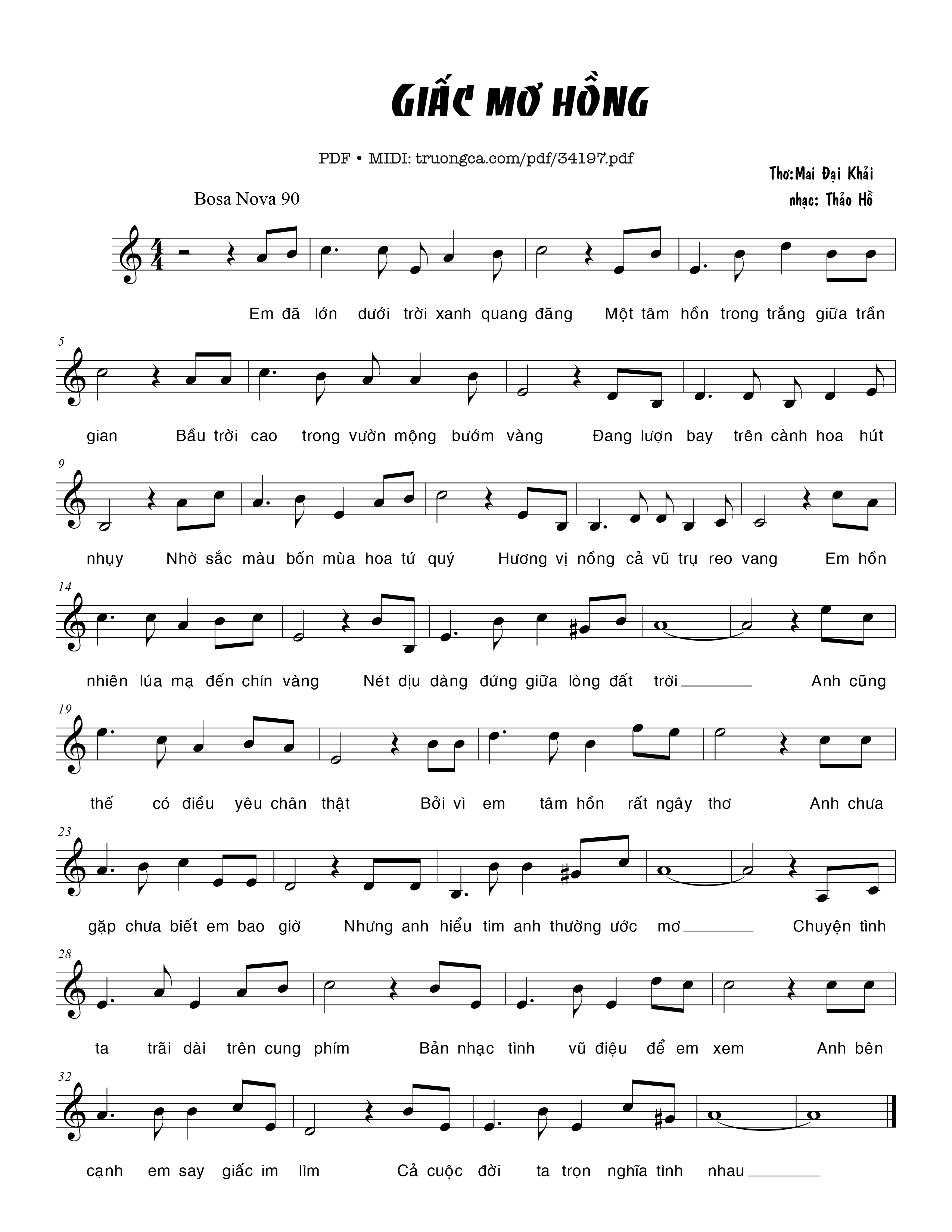 Sheet PDF of Giấc mơ hồng