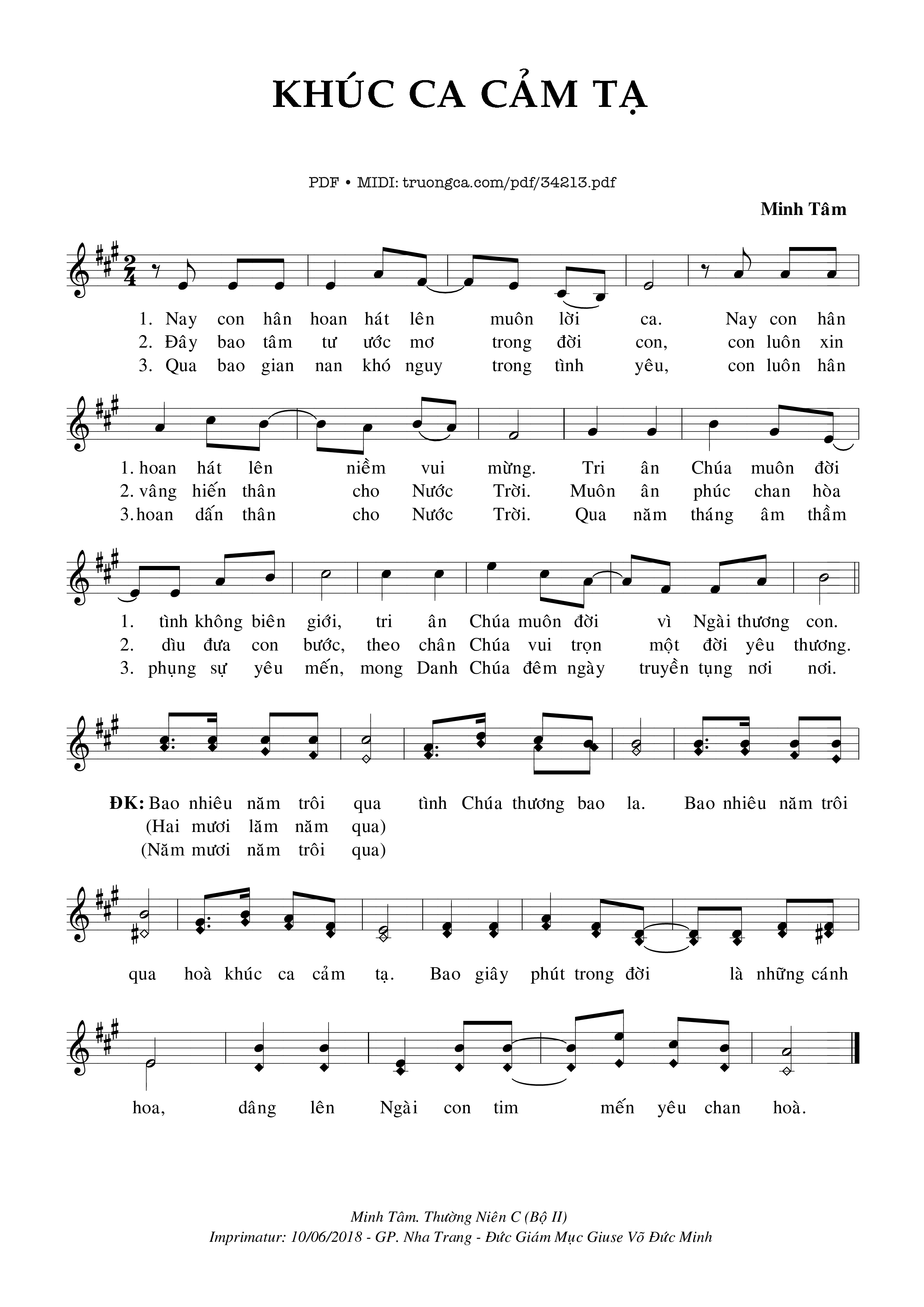 Sheet PDF of Khúc Ca Cảm Tạ
