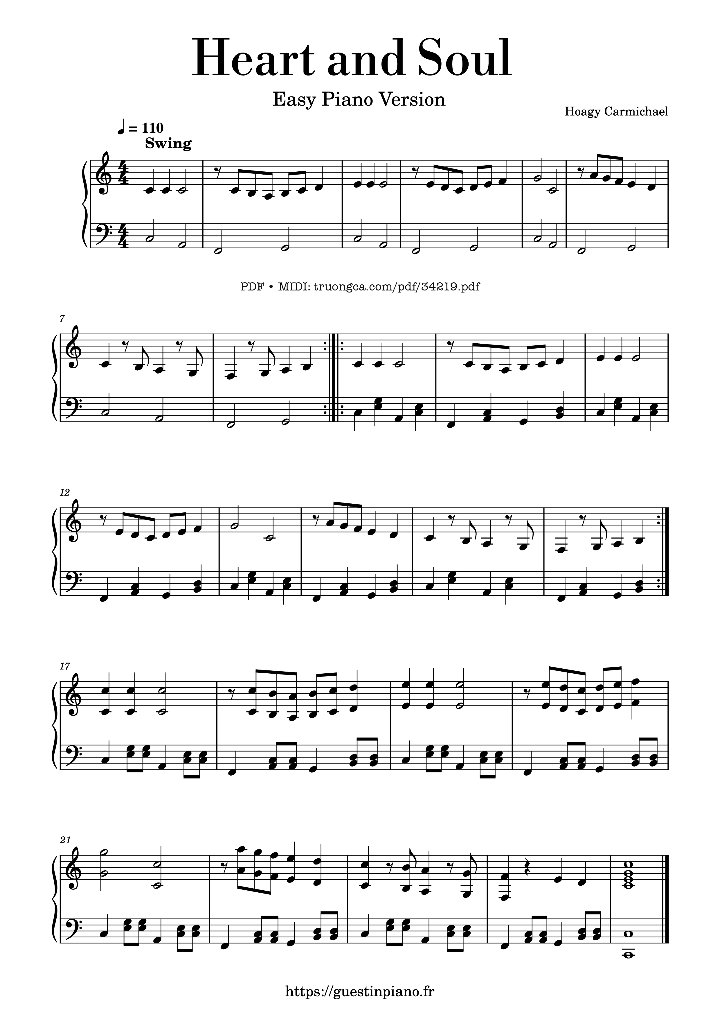 Sheet PDF of Heart and Soul Piano Easy