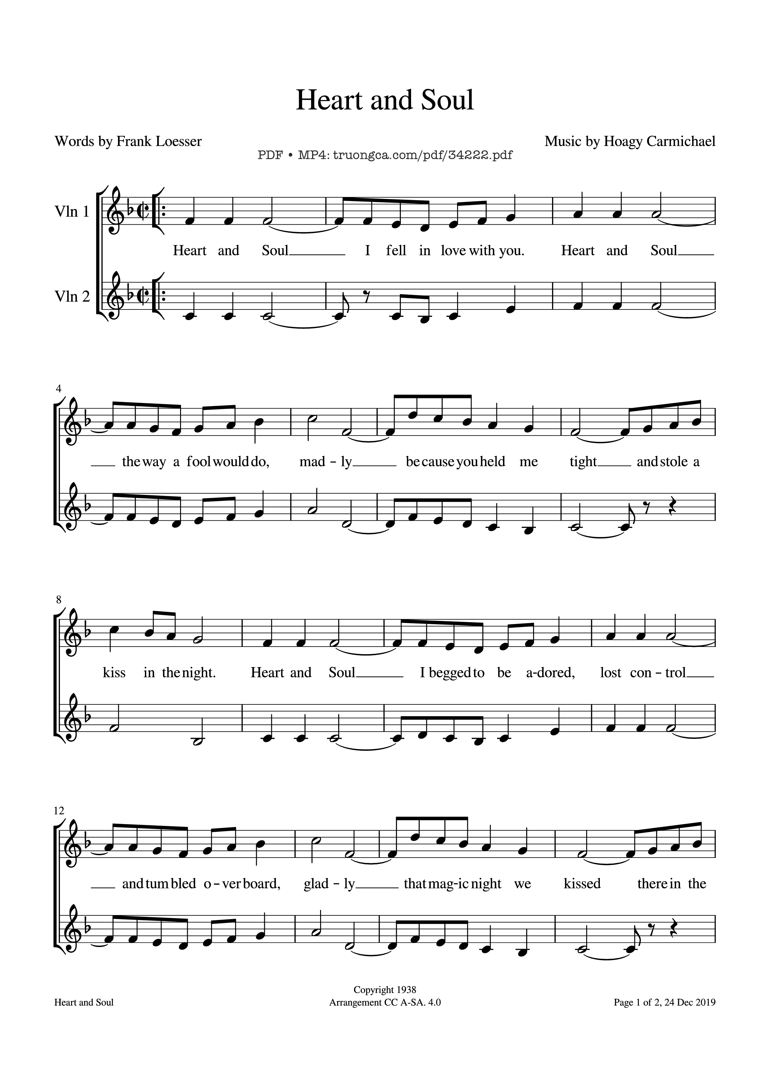 Sheet PDF of Heart and Soul Violin