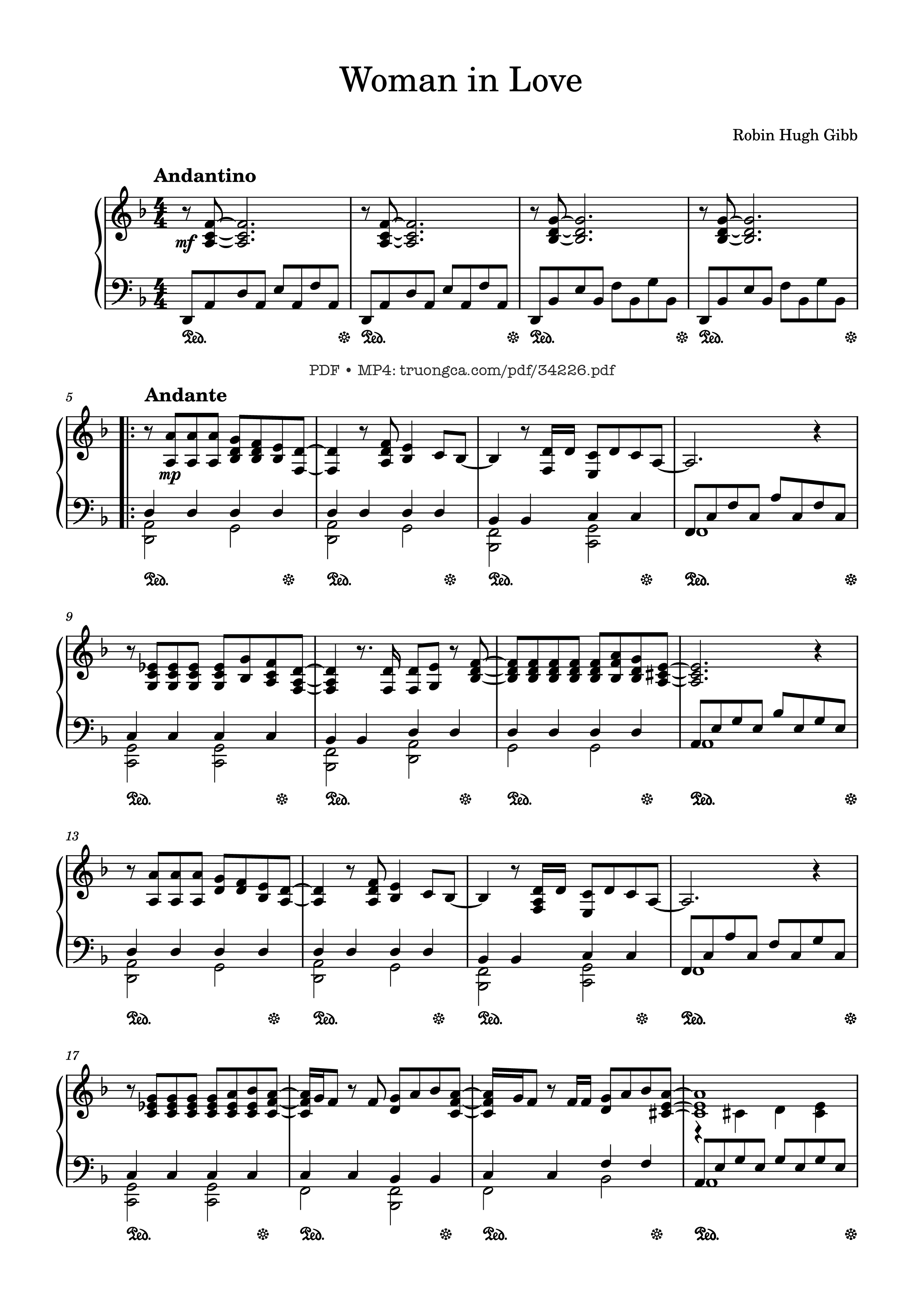 Page 1 of Sheet music PDF Piano Woman in Love Piano - Robin Hugh Gibb