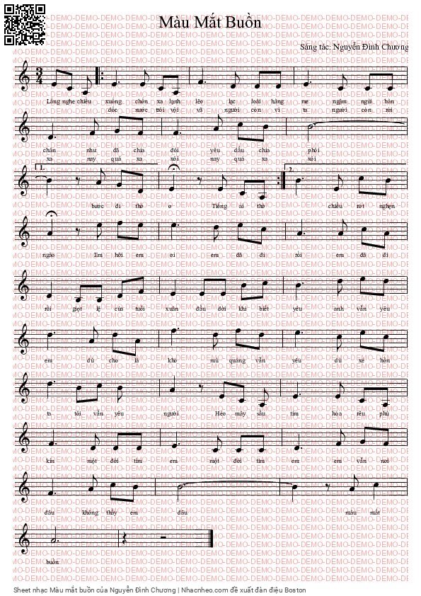 Sheet PDF of Màu mắt buồn