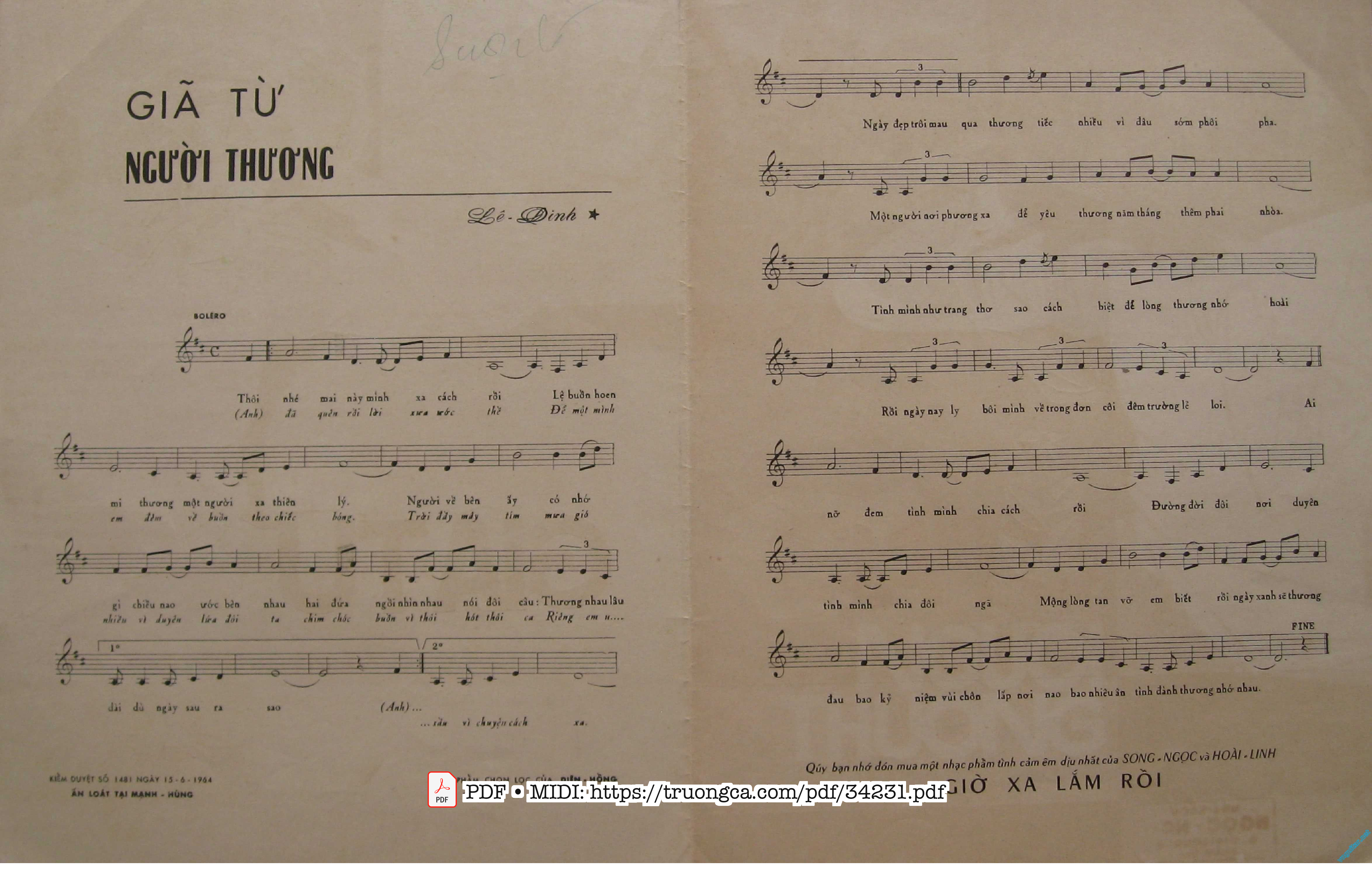 Page 2 of Sheet music PDF Giã từ người thương - Lê Dinh