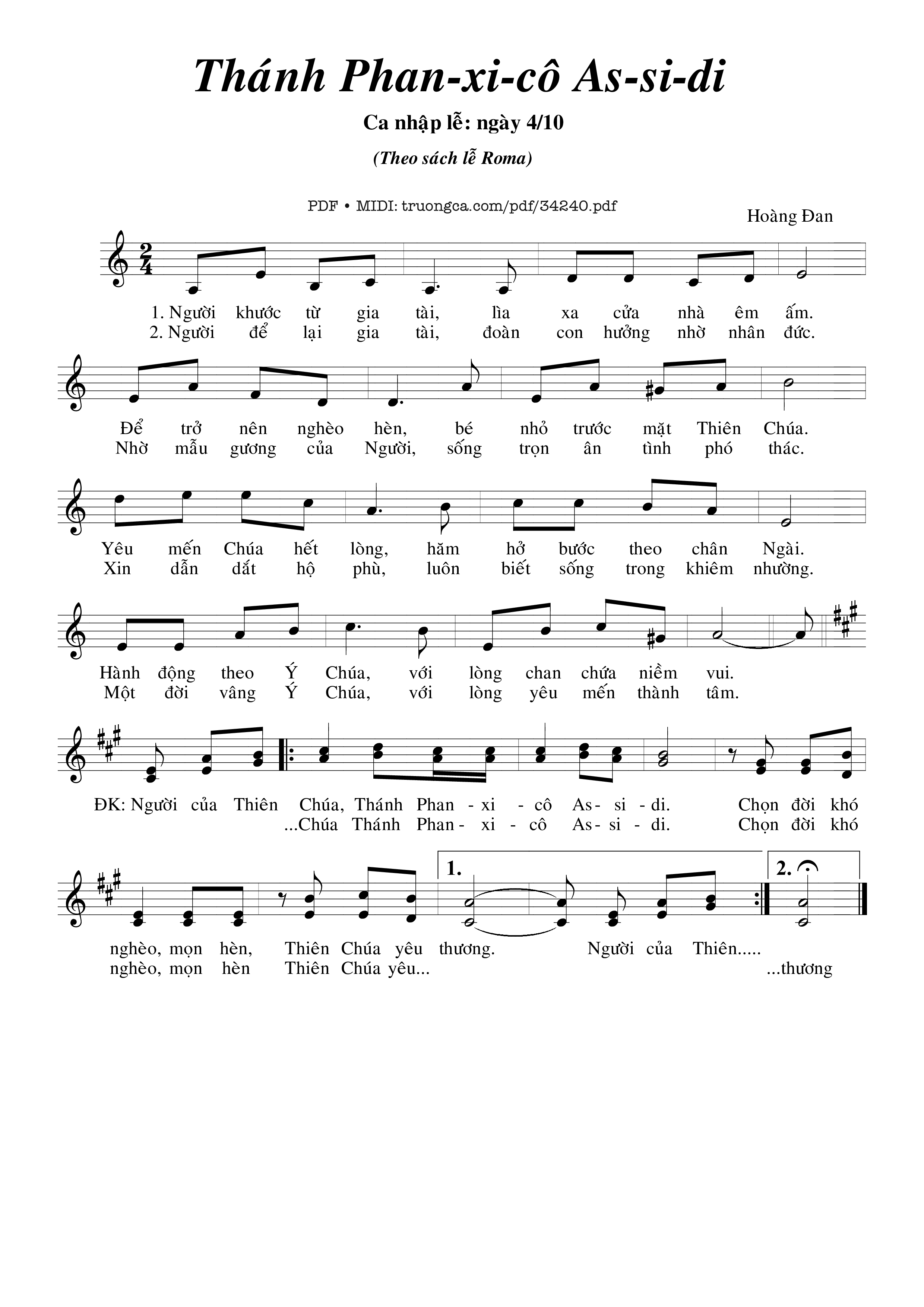 Sheet PDF of Thánh Phanxicô Assisi