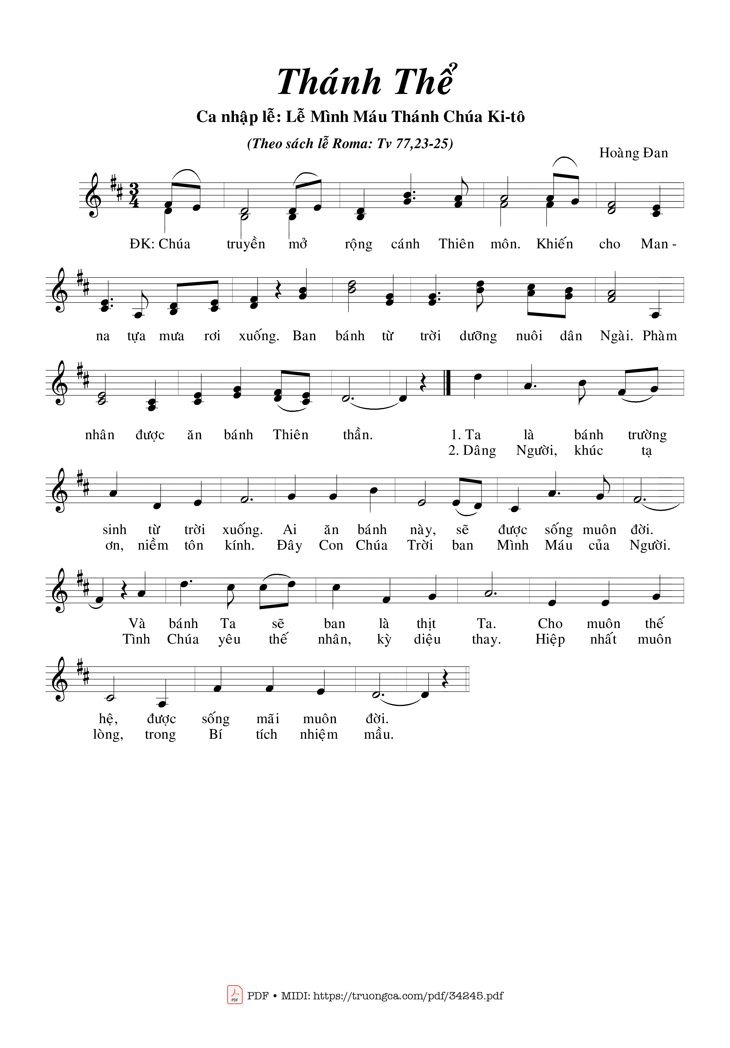 Sheet PDF of Thánh Thể - Hoàng Đan