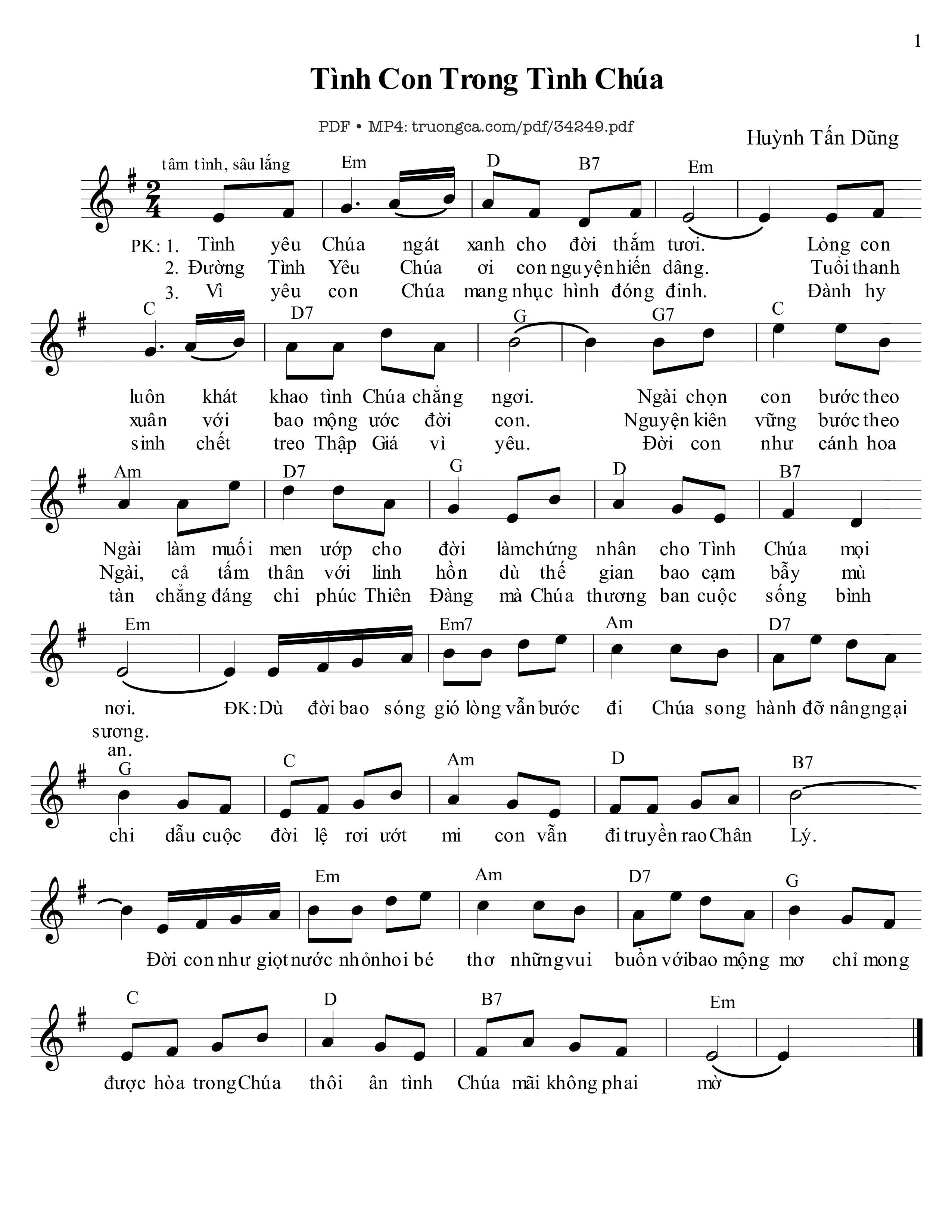 Page 2 of Sheet music PDF Tình Con Trong Tình Chúa - Huỳnh Tấn Dũng