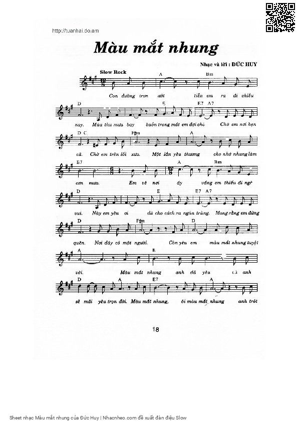 Sheet PDF of Màu mắt nhung