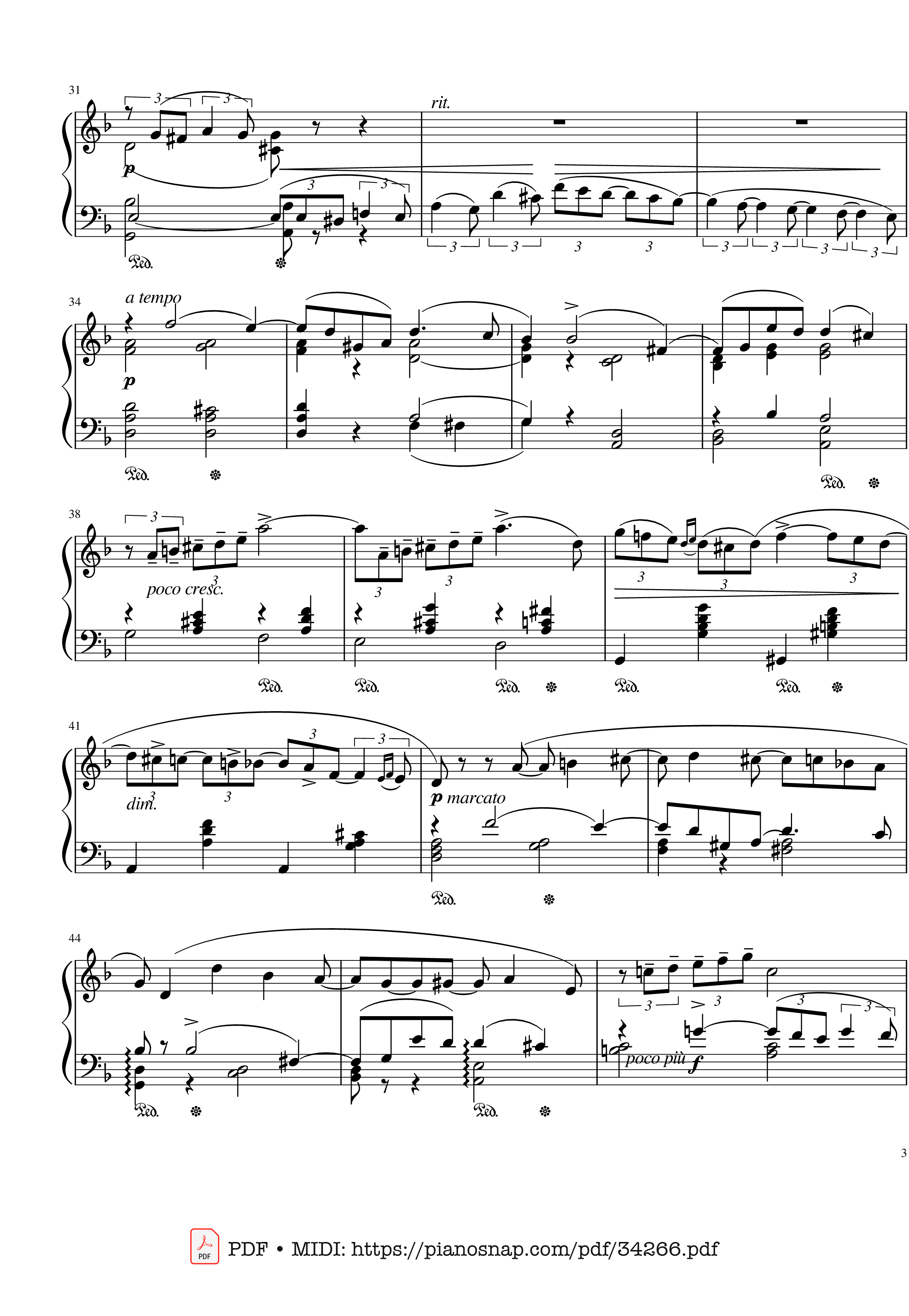 Page 3 of Sheet music PDF Tchaikovsky The Seasons, October, Autumn Song Piano - Pyotr Ilyich Tchaikovsky