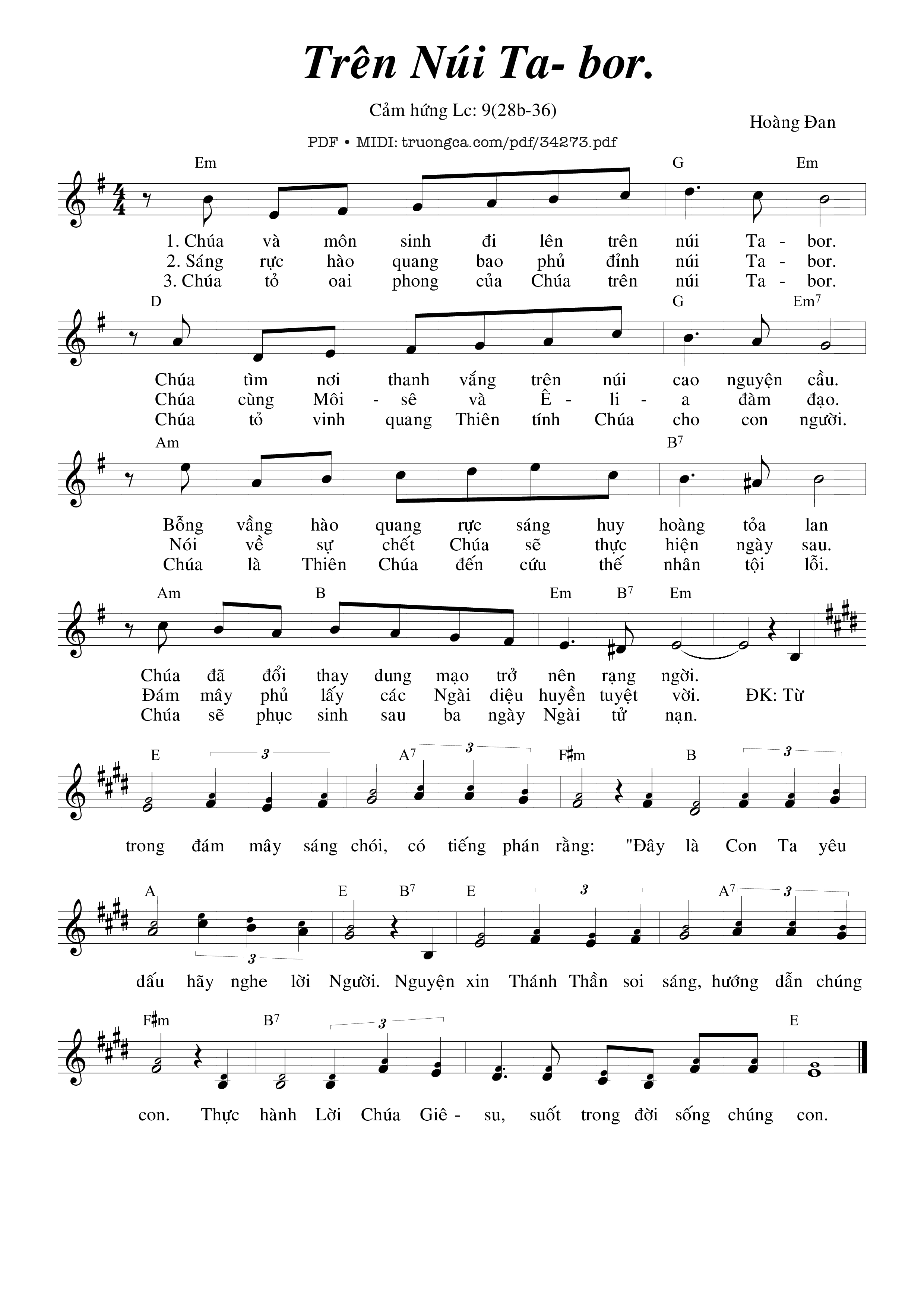 Sheet PDF of Trên Núi Tabor