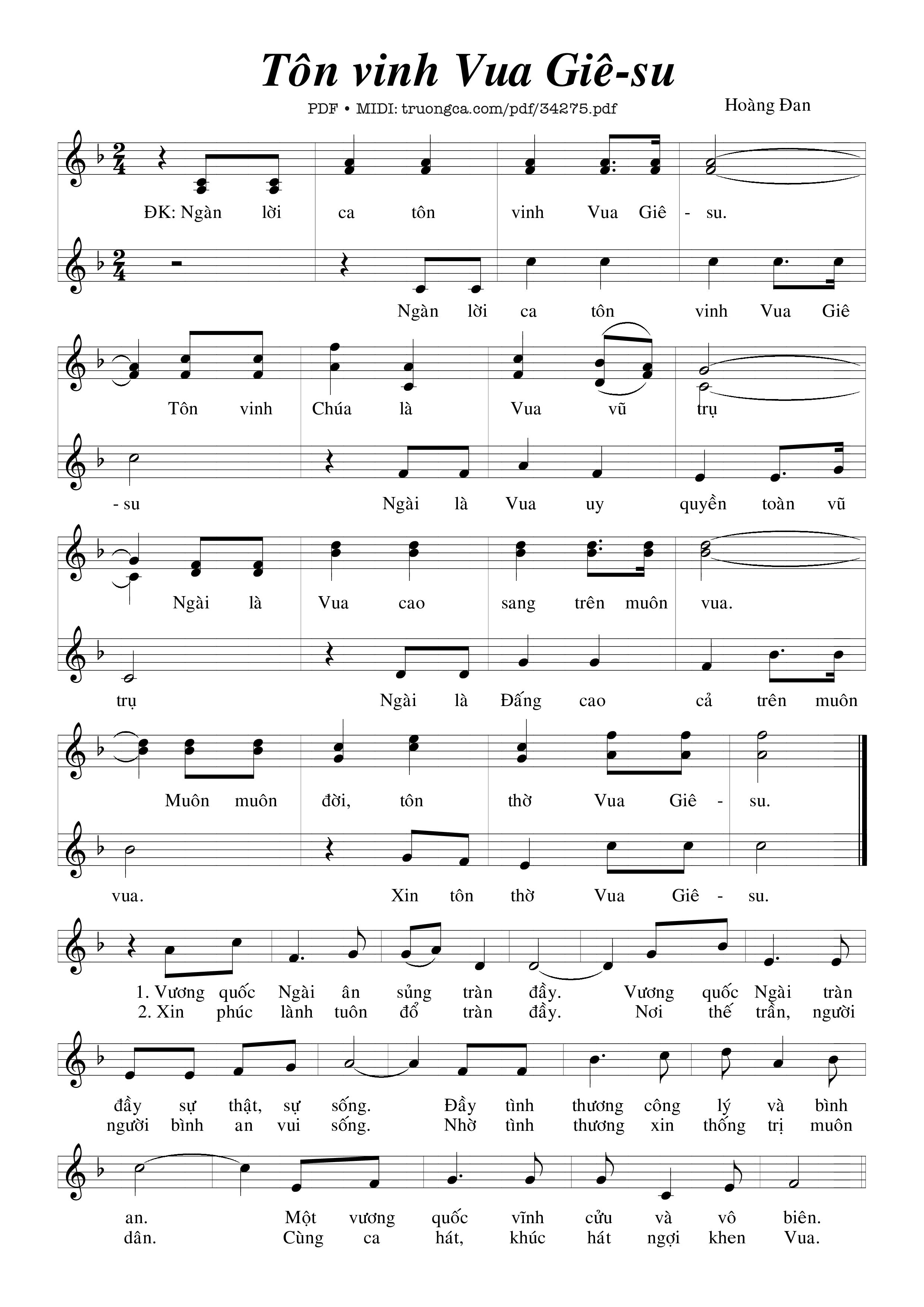 Sheet PDF of Tôn Vinh Vua Giêsu