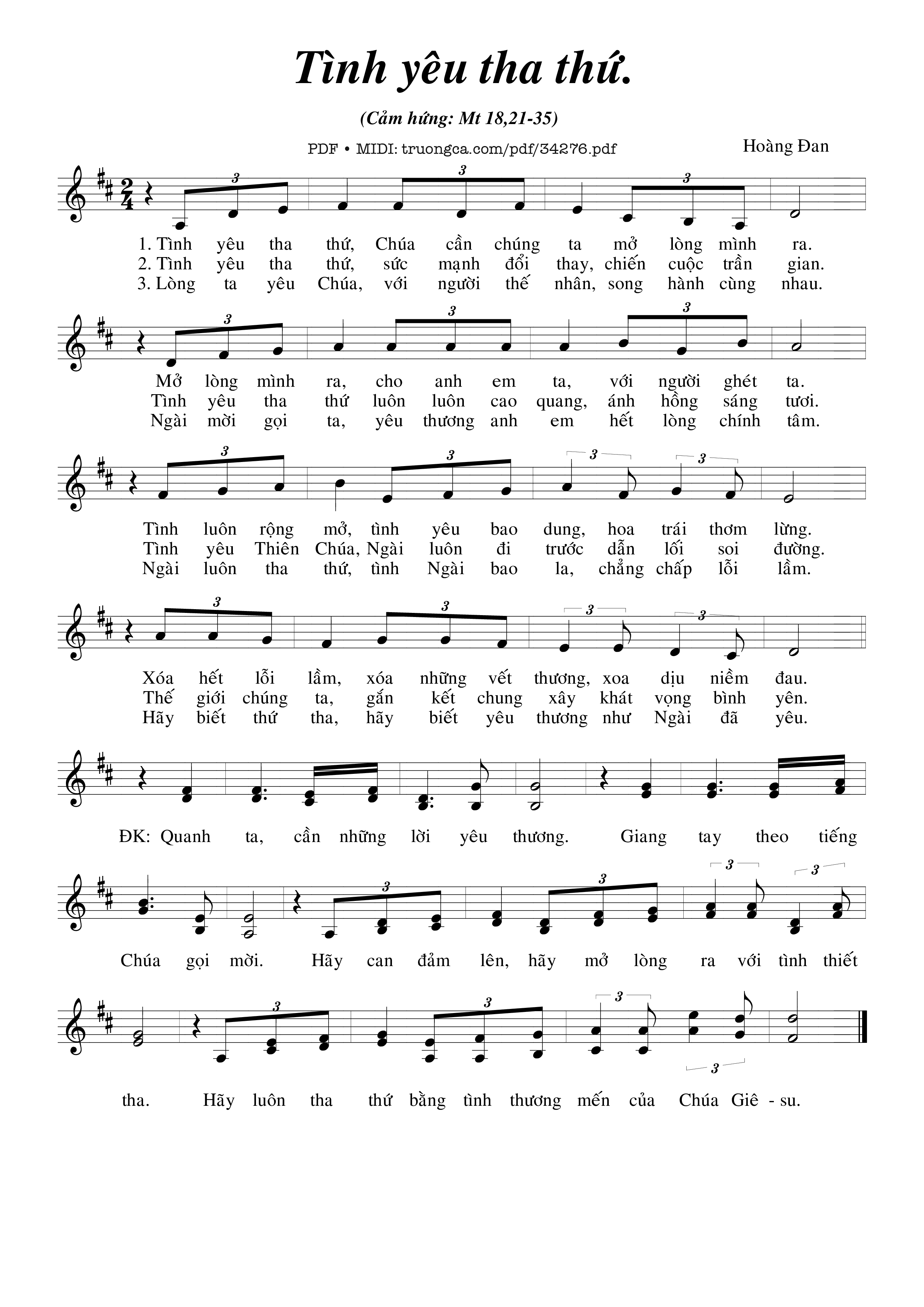 Sheet PDF of Tình Yêu Tha Thứ