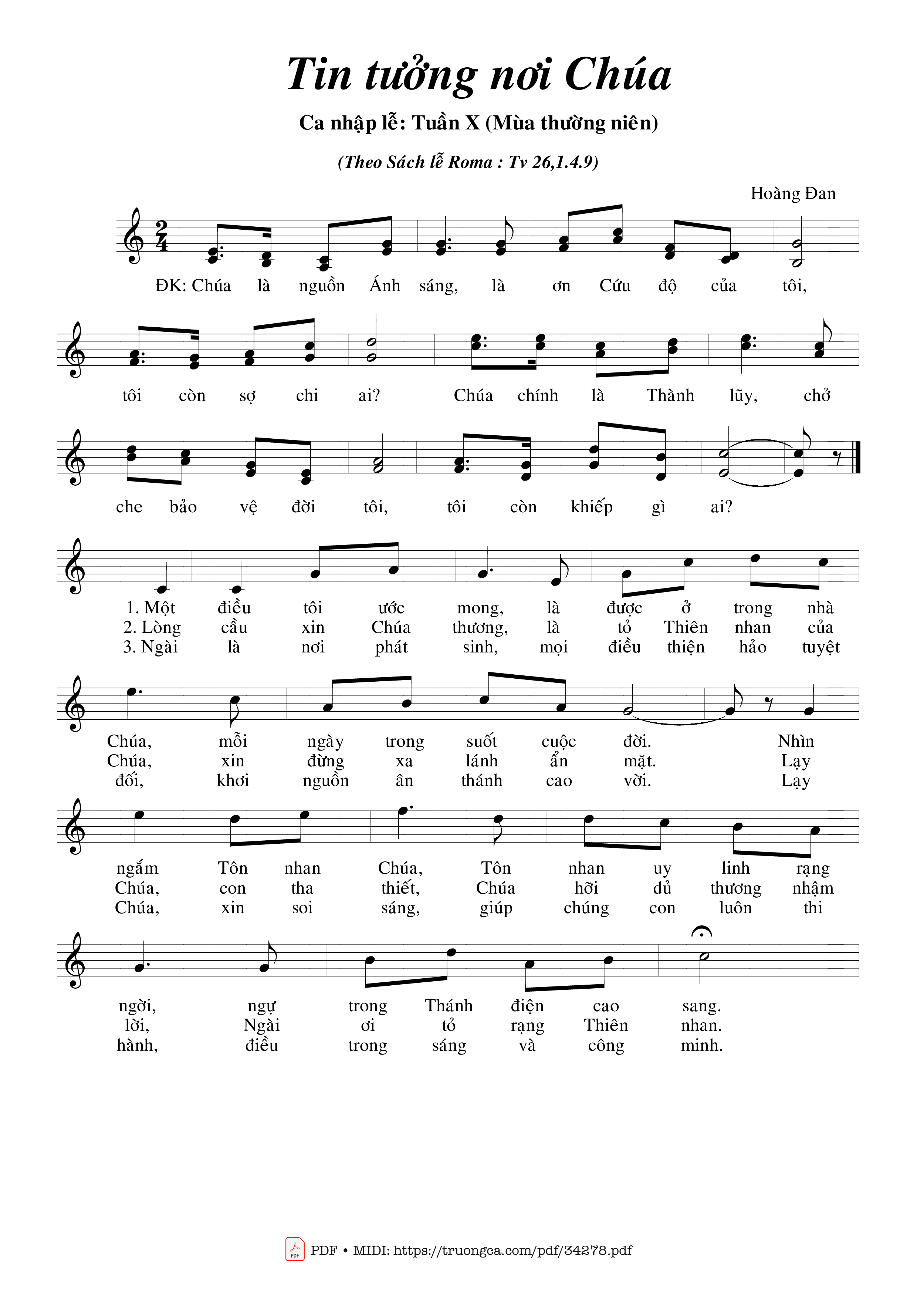 Sheet PDF of Tin Tưởng Nơi Chúa