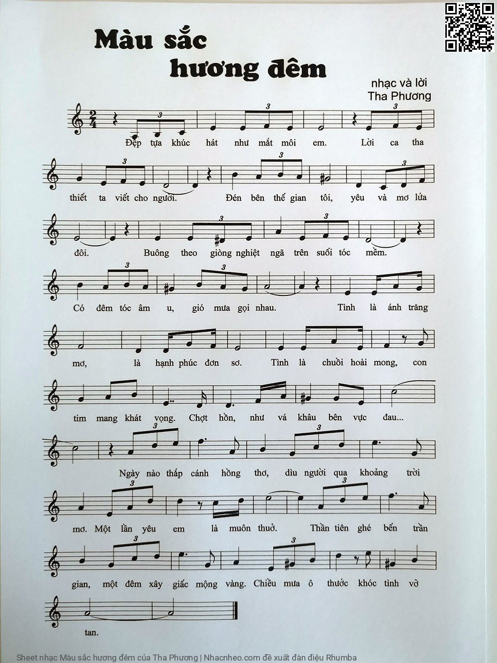 Page 1 of Sheet music PDF Màu sắc hương đêm - Tha Phương