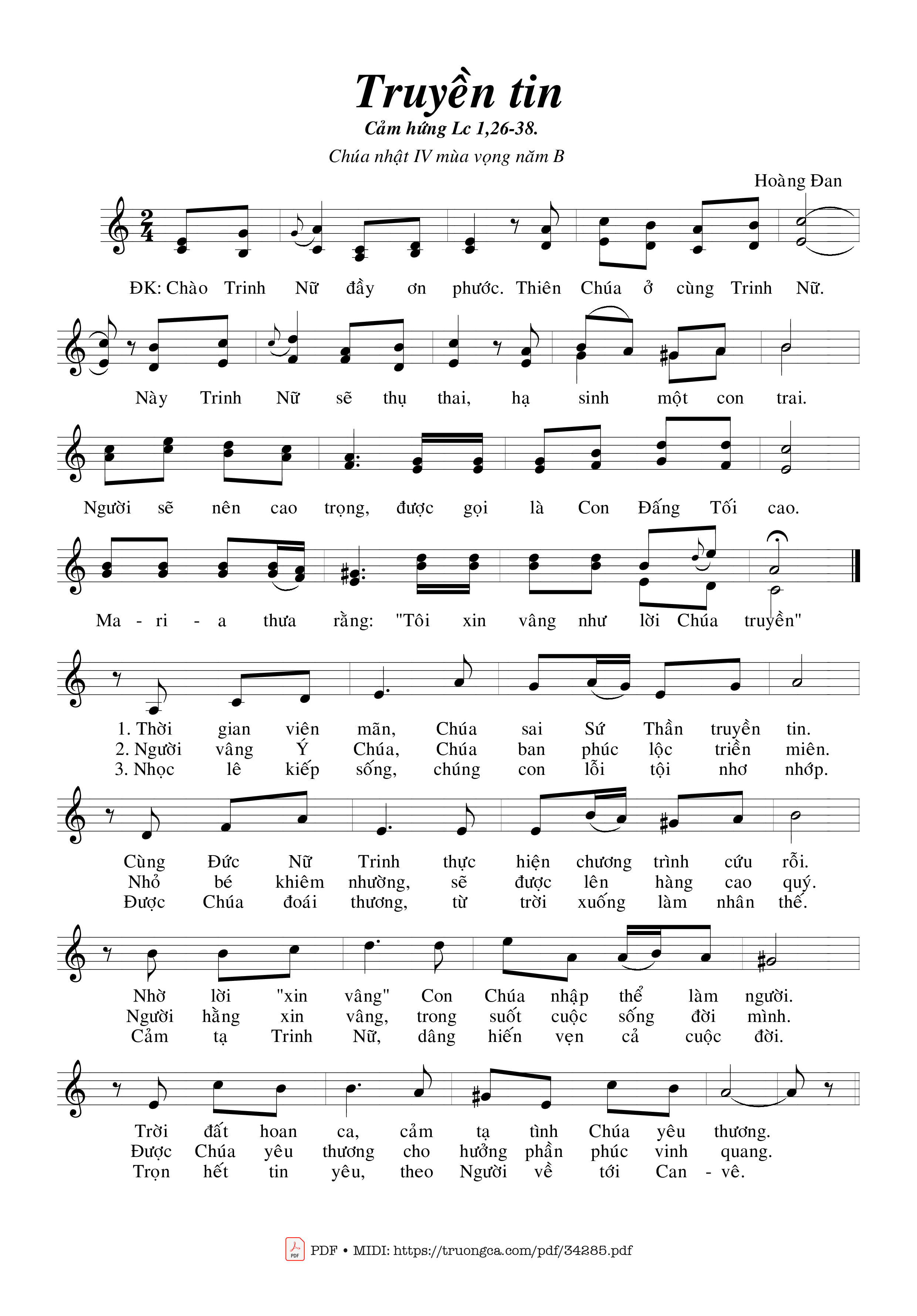 Sheet PDF of Truyền Tin - Hoàng Đan